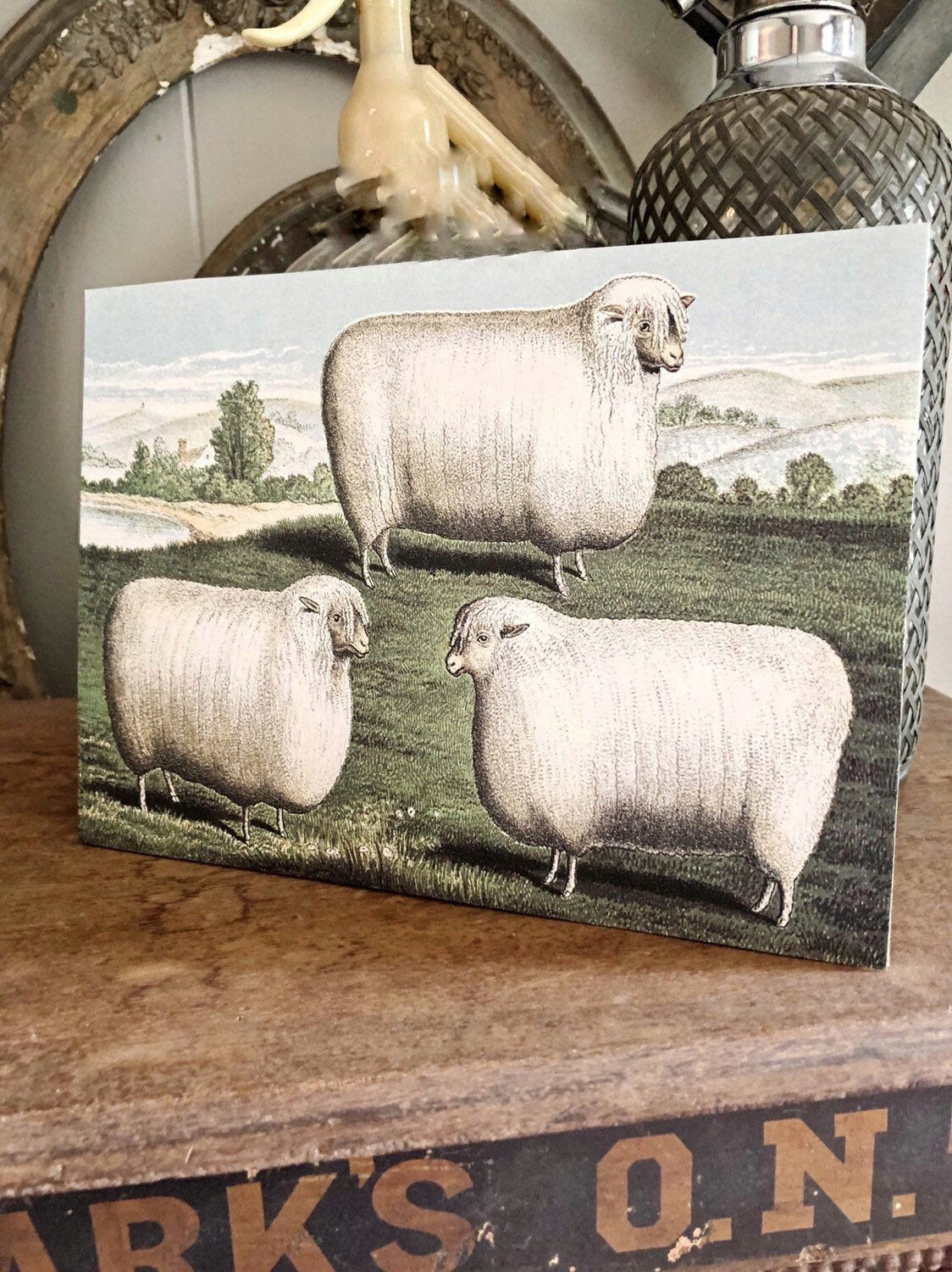 Vintage SHEEP HERD Wood Sign Primitive Farmhouse Decor Illustration Book Page Wall Art Print Pasture Farm Antique Image