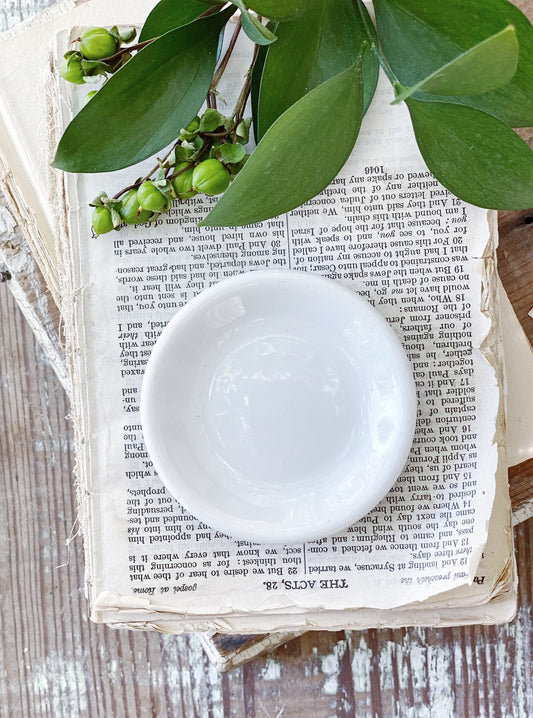 Antique White Ironstone Butter Pat Farmhouse Decor Plate