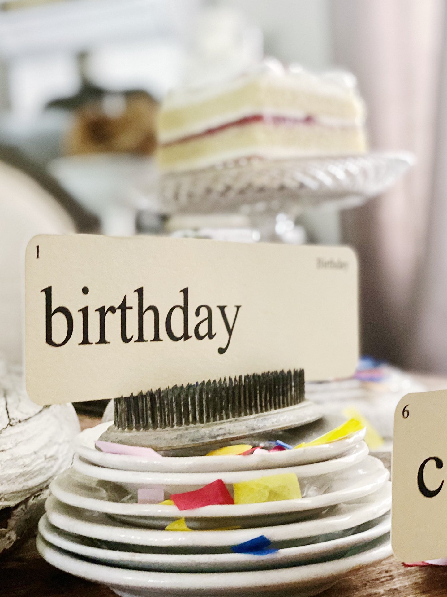 BIRTHDAY Flash Cards LARGE Vintage Inspired Word Flashcard SET Of 8 Farmhouse Decor