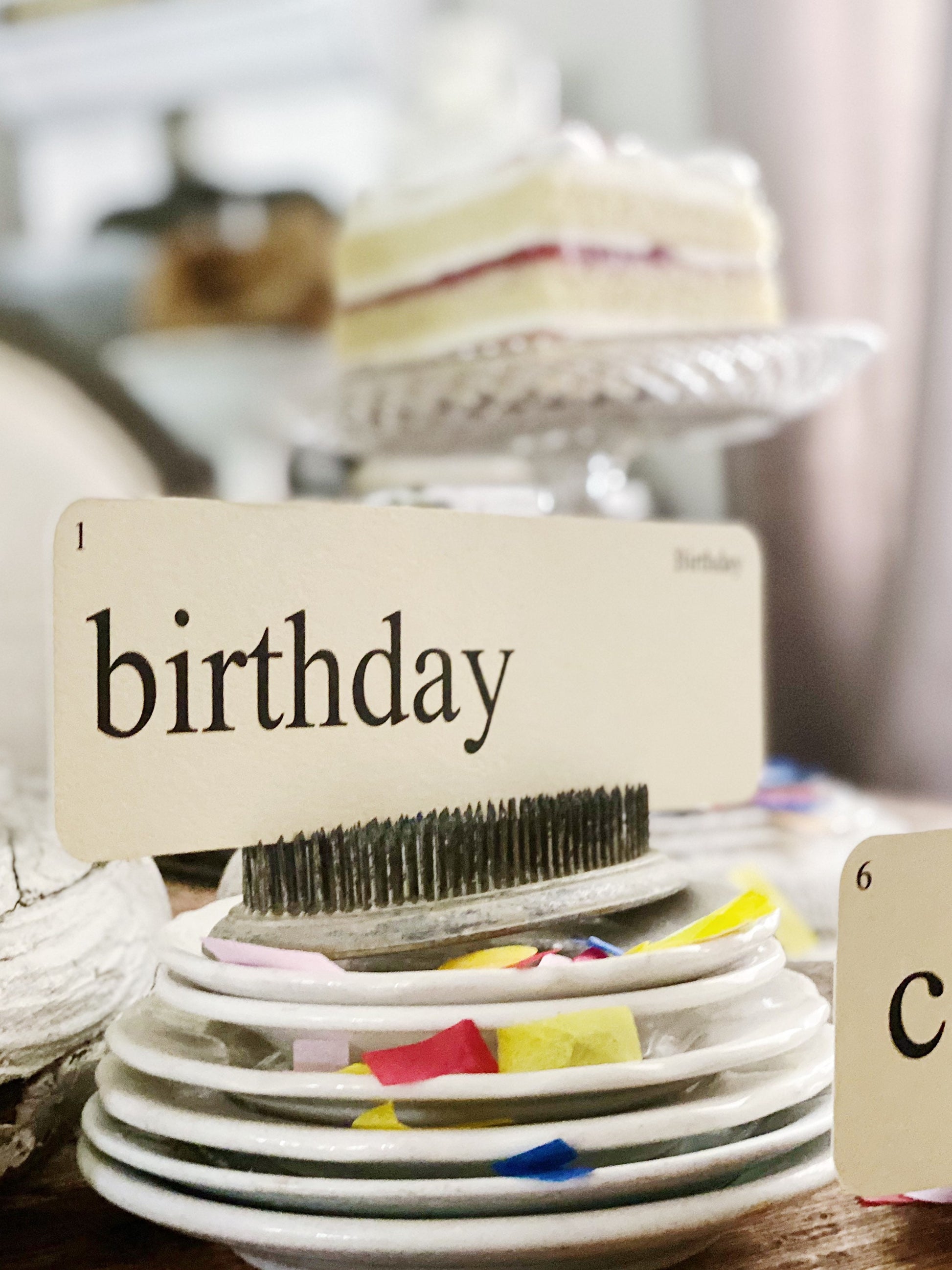 BIRTHDAY Flash Cards LARGE Vintage Inspired Word Flashcard SET Of 8 Farmhouse Decor