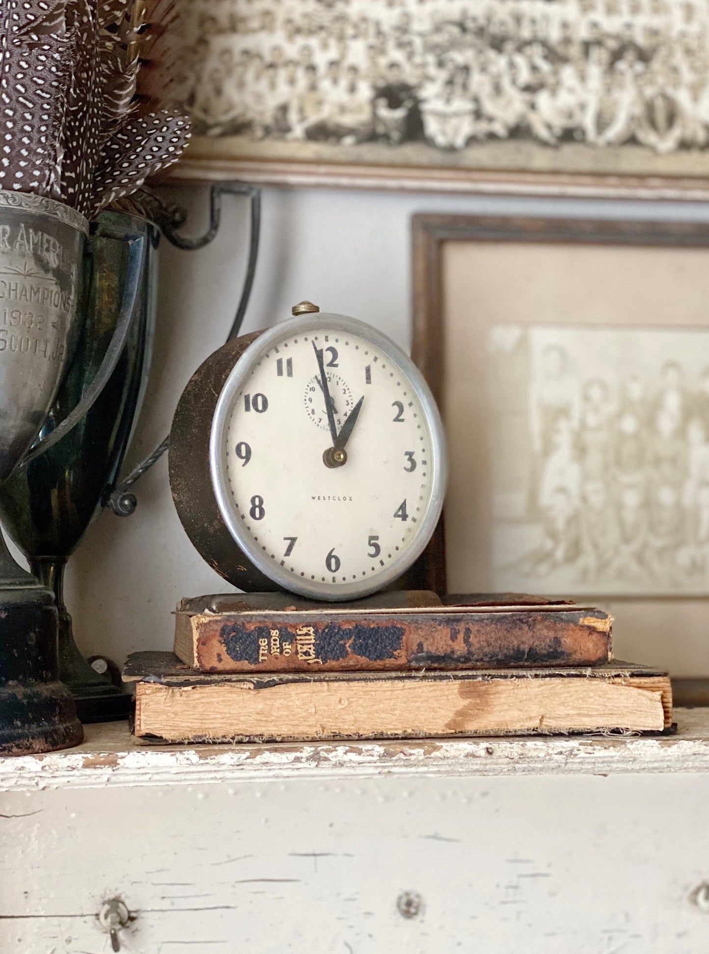 Vintage Westclox Metal Alarm Clock, Farmhouse Industrial Decor