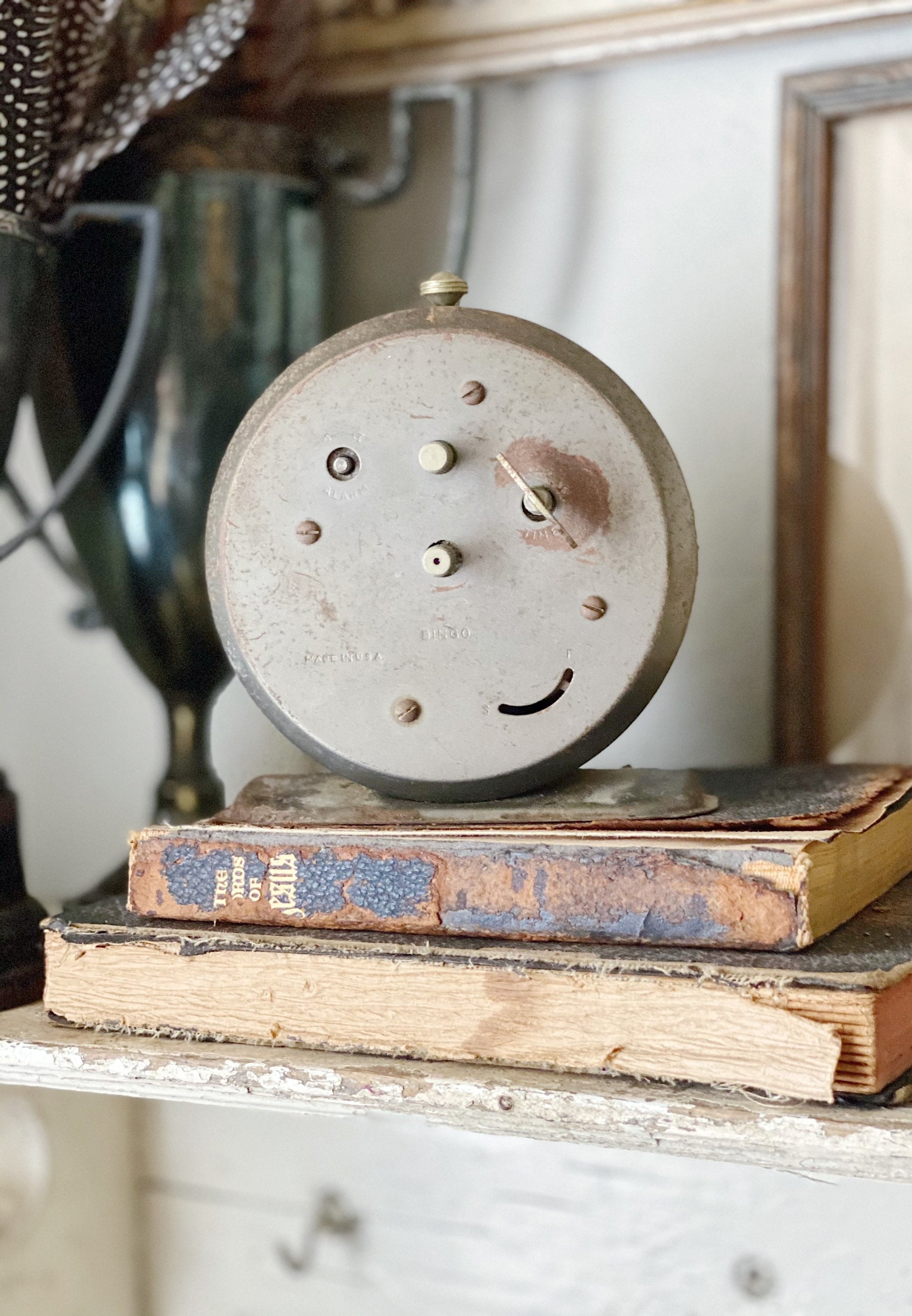 Vintage Westclox Metal Alarm Clock, Farmhouse Industrial Decor