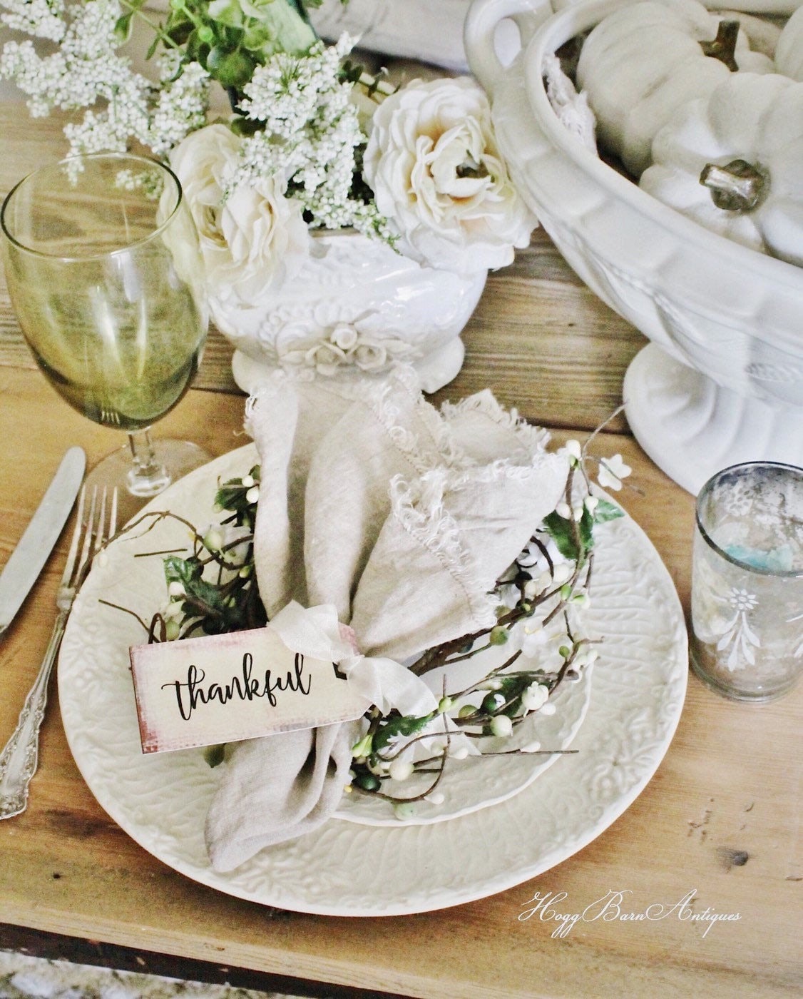THANKFUL Gift Tags Thanksgiving Place Card Napkin Ring Name Card Hand Lettered Calligraphy Farmhouse Thanksgiving Fall Decor Tablescape