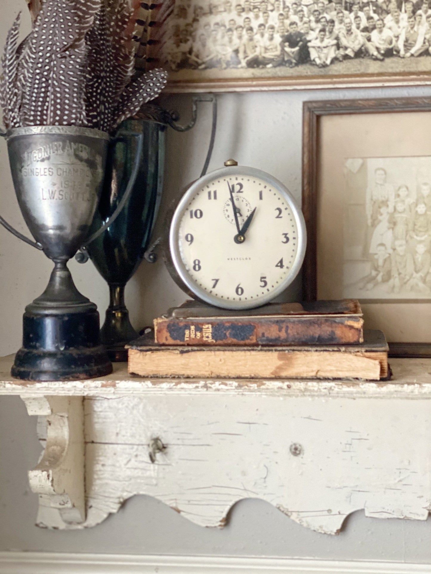 Vintage Westclox Metal Alarm Clock, Farmhouse Industrial Decor