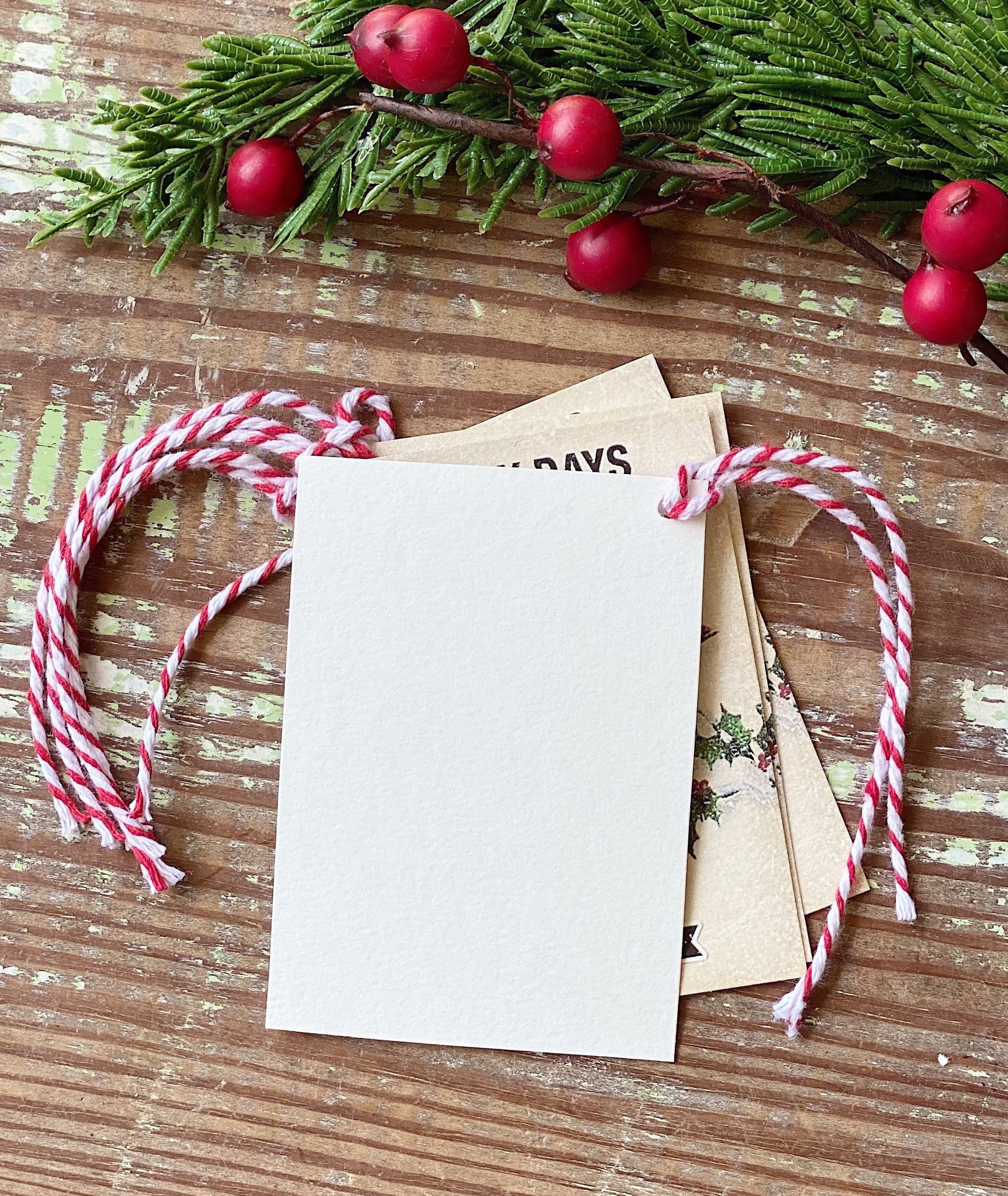 Christmas Gift Tags Vintage HOLLY DAYS Red Bird Seed Packet Red Green Farmhouse Decor Gift Wrap