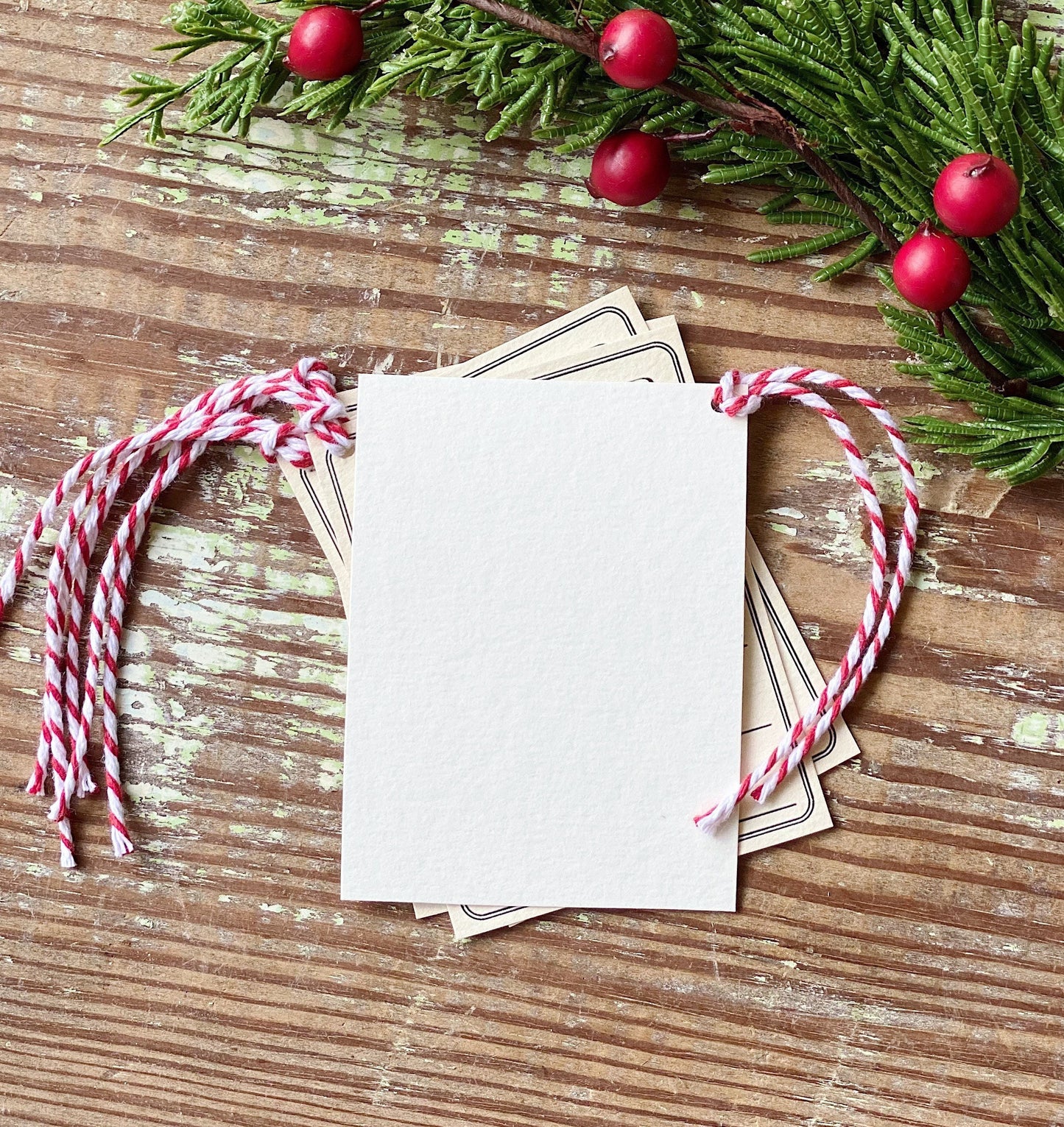 Christmas Gift Tags Vintage DECEMBER 25th Red Farmhouse Decor Gift Wrap
