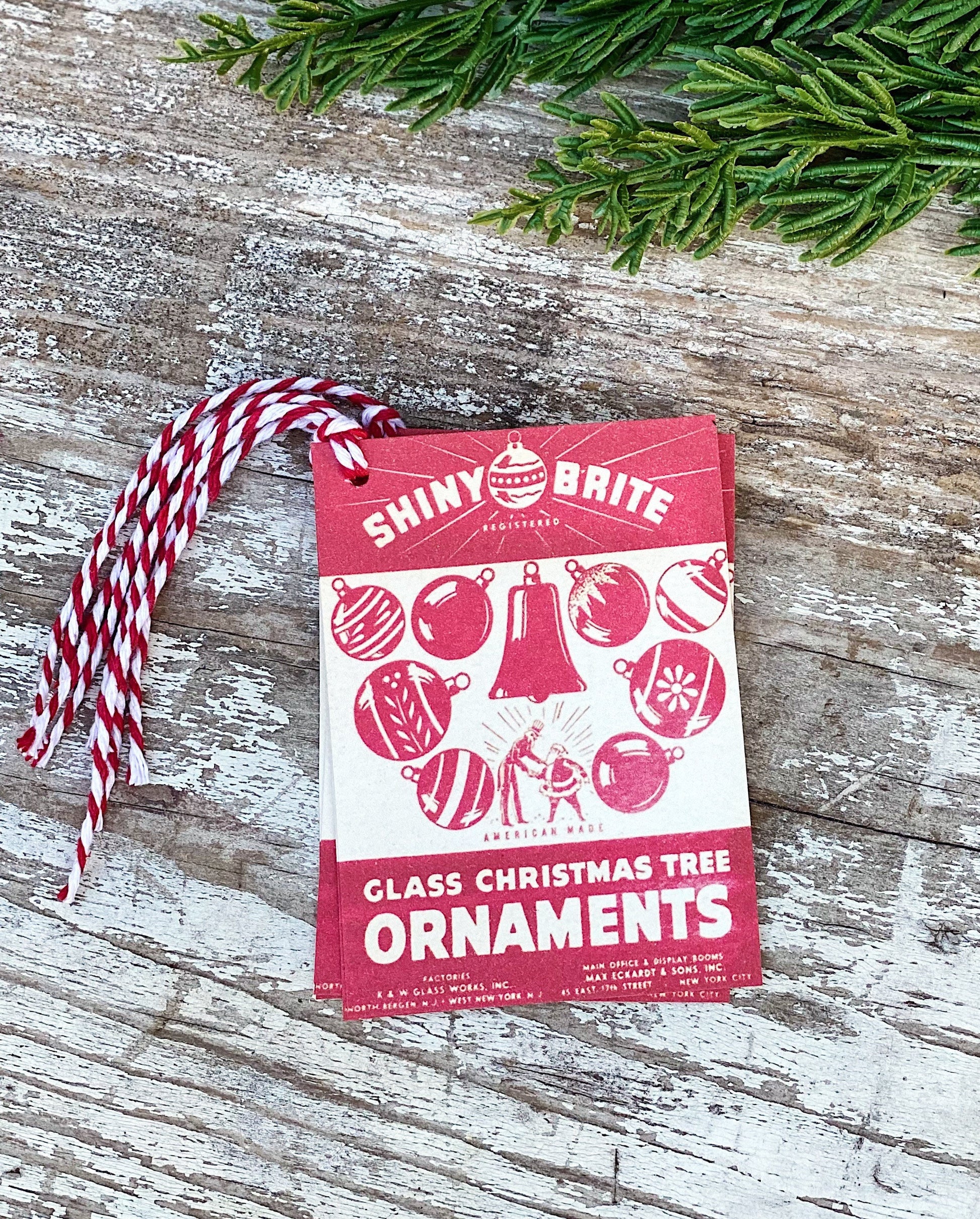 Christmas Gift Tags Vintage RED SHINY BRITE Ornaments Farmhouse Decor Gift Wrap