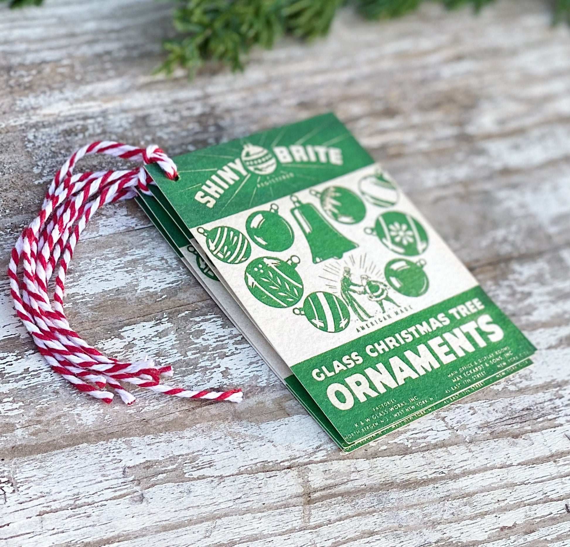 Christmas Gift Tags Vintage GREEN SHINY BRITE Ornaments Farmhouse Decor Gift Wrap