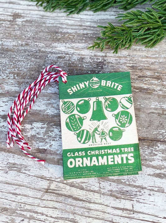 Christmas Gift Tags Vintage GREEN SHINY BRITE Ornaments Farmhouse Decor Gift Wrap
