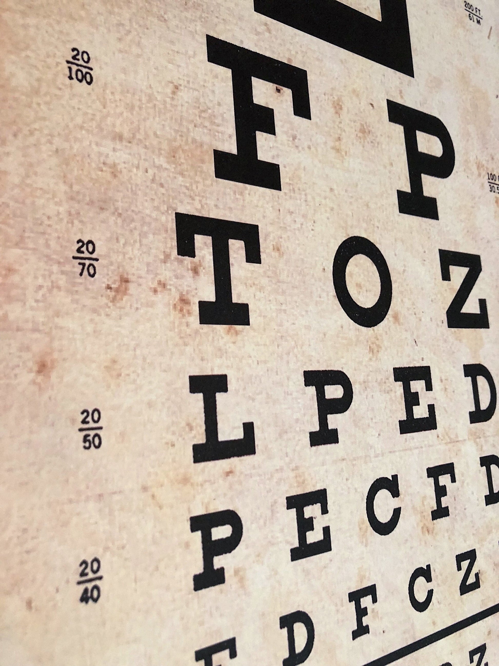 Vintage Eye Chart Wood Sign, Farmhouse Wall Decor