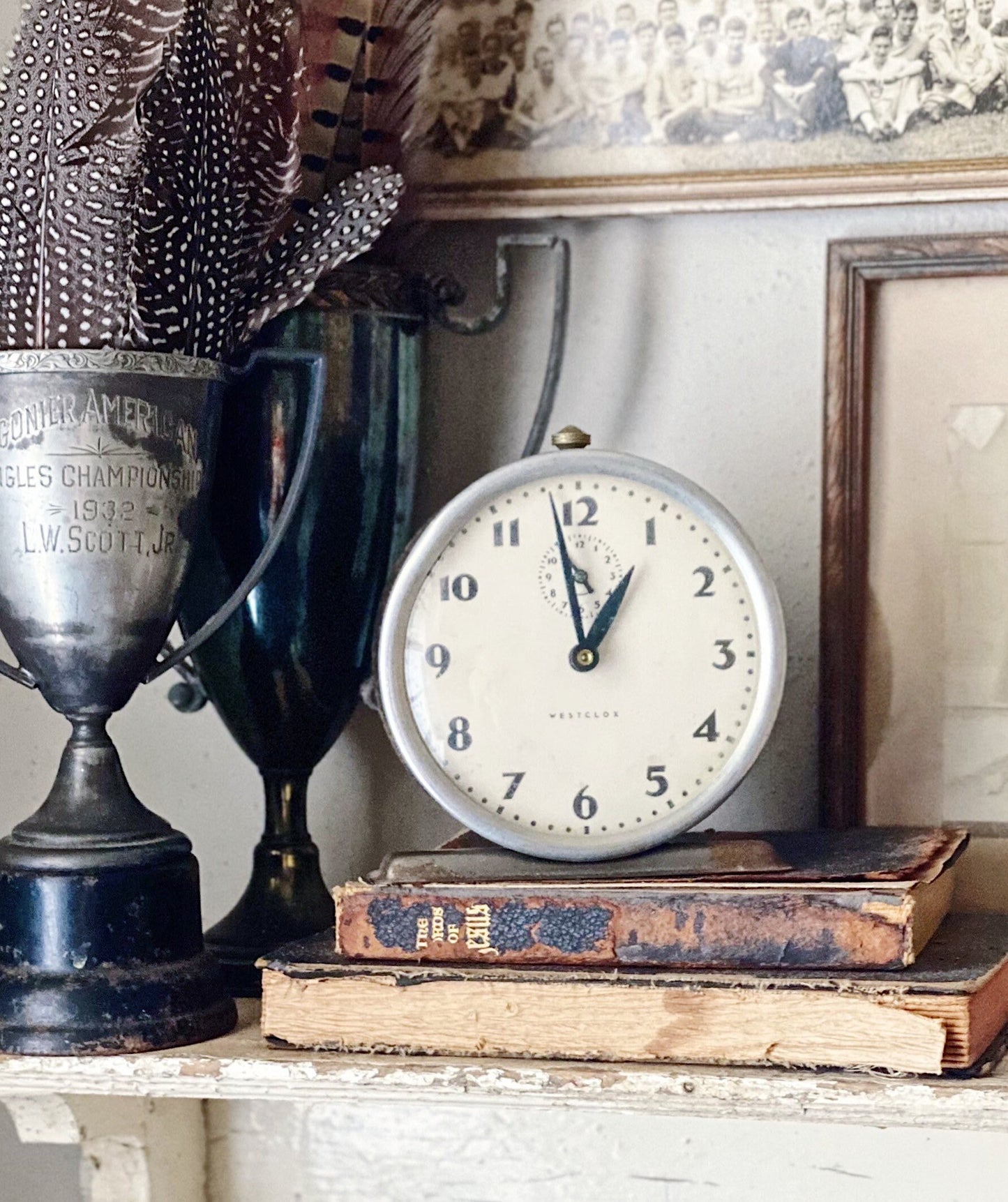Vintage Westclox Metal Alarm Clock, Farmhouse Industrial Decor