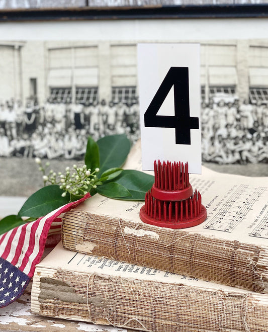 Vintage Gas Station Number Card Sign “4” Farmhouse Decor Cardboard Black Cream AMERICANA July Fourth