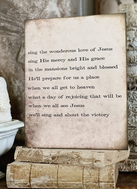 When We All GET TO HEAVEN Art Hymn Sign Wood Vintage Farmhouse Decor Poster Mounted Book Page Hymnal Bible Verse Scripture Sign Wall