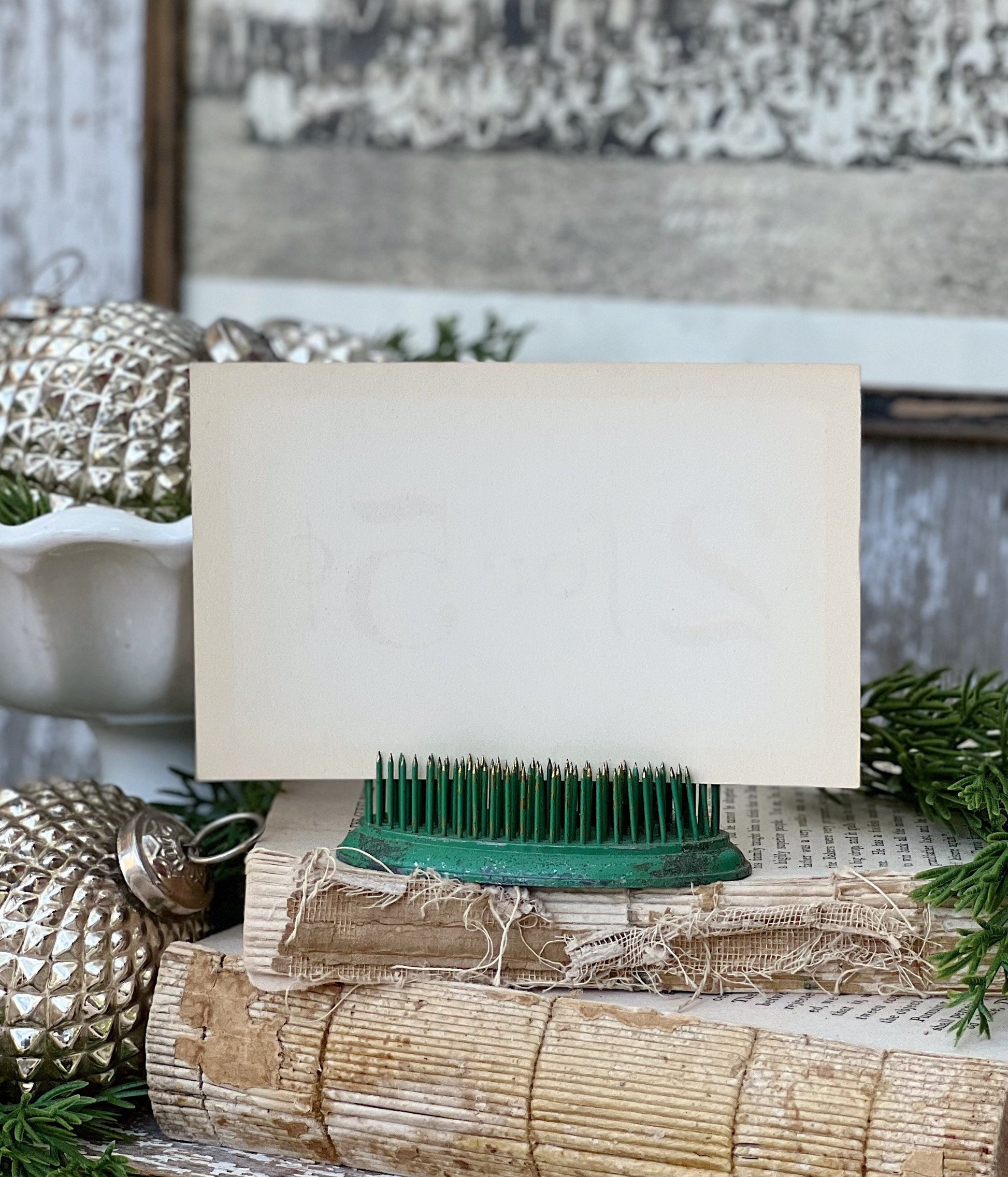 Vintage 2 For 5 Price Sign Tag Number Card CHRISTMAS Red Green Farmhouse Decor Cardboard Christmas Decor Grocery Store Salvage USA 25