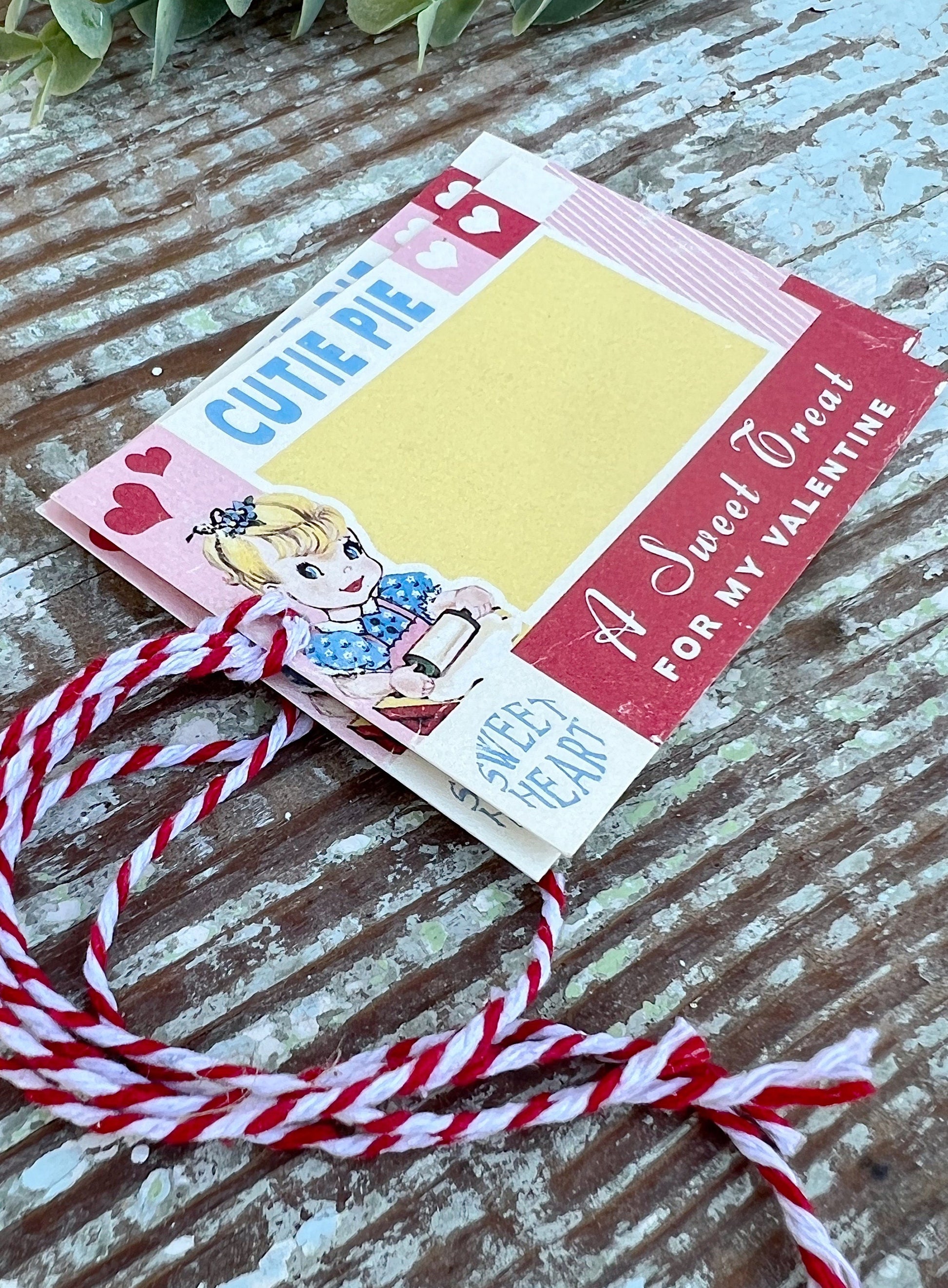 Valentine Retro CUTIE PIE Vintage Gift Tags Red Cards Farmhouse Decor Shabby Set Of 8