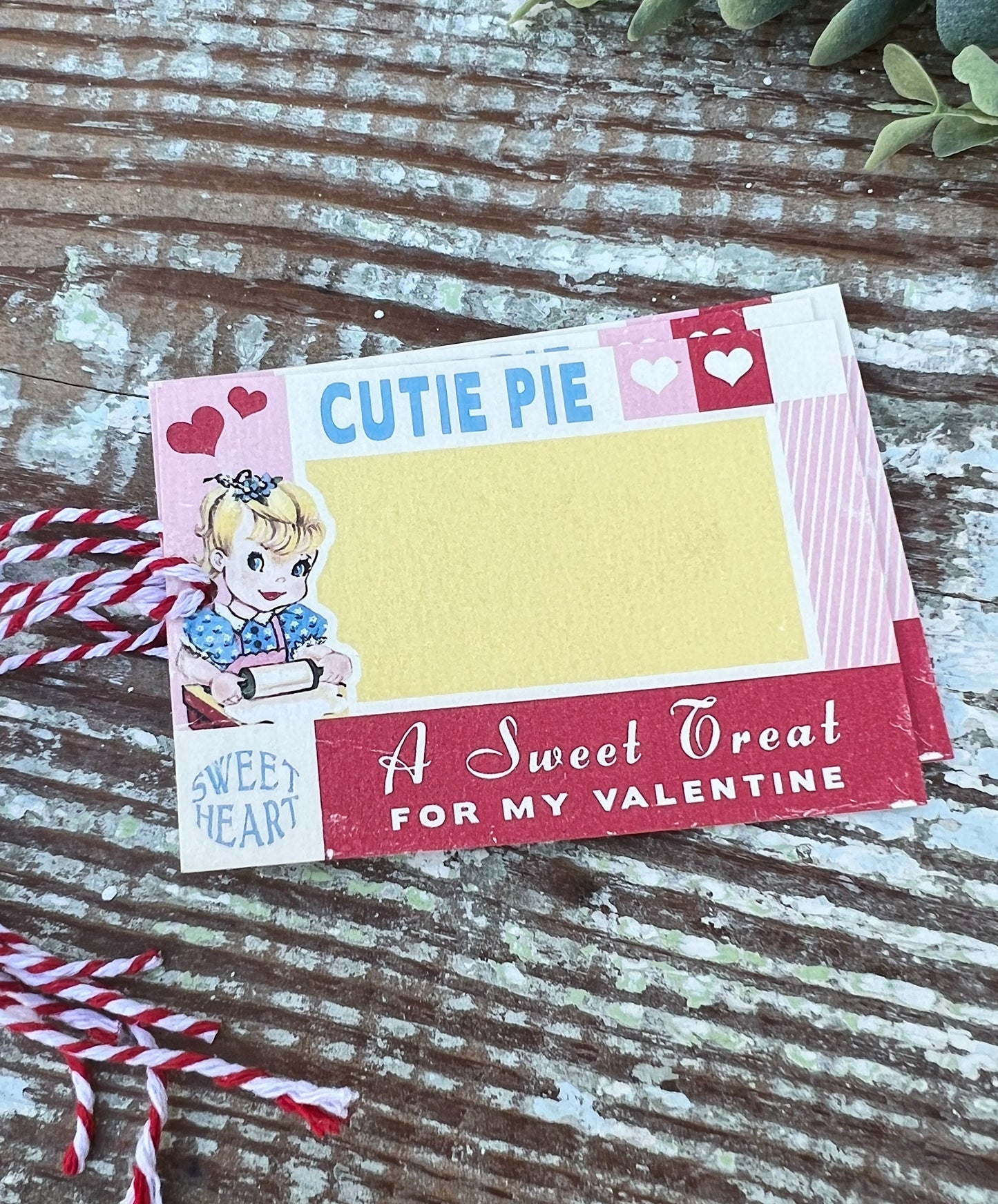 Valentine Retro CUTIE PIE Vintage Gift Tags Red Cards Farmhouse Decor Shabby Set Of 8