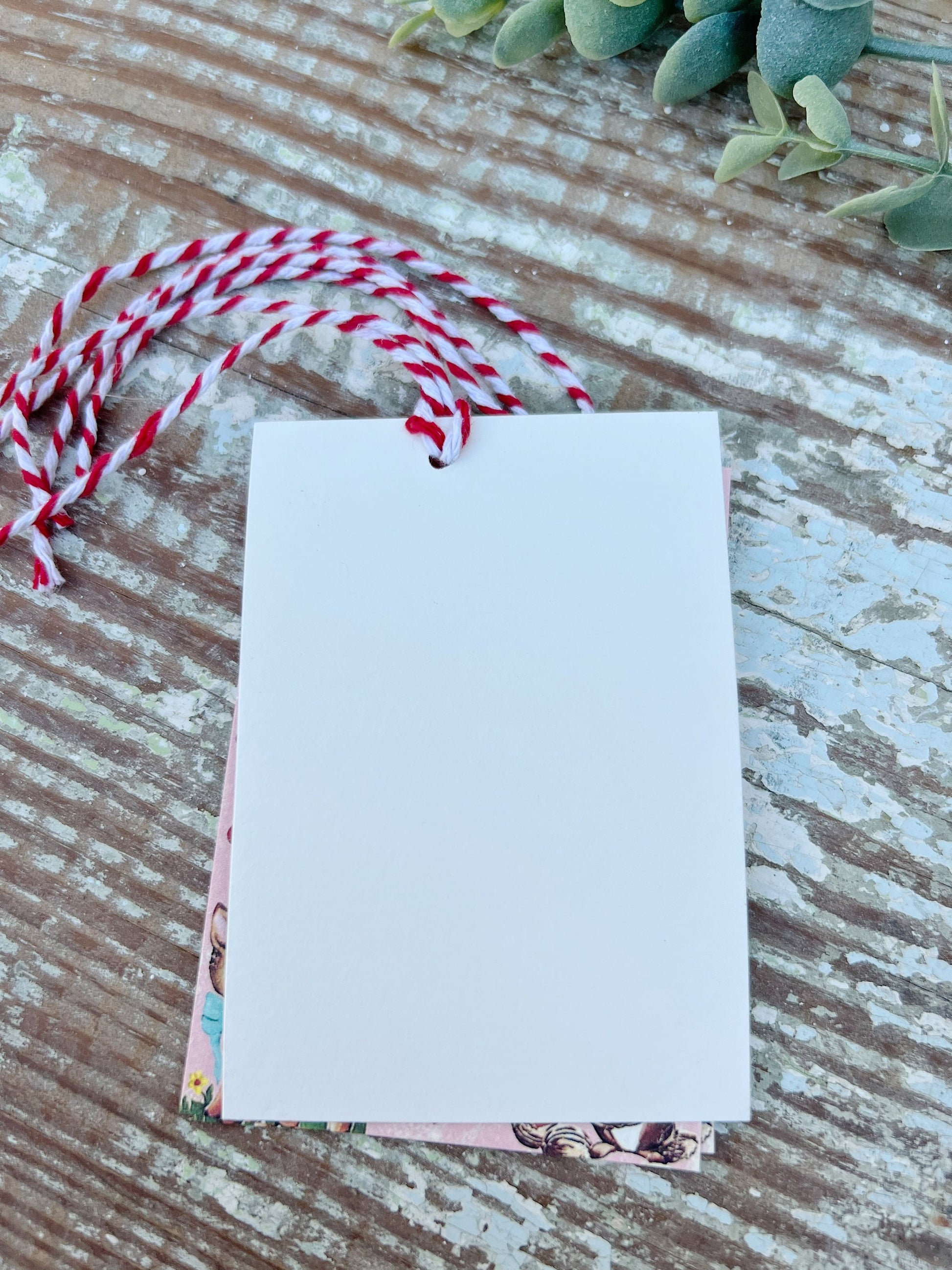 Valentine Retro DEER Vintage Gift Tags Red Cards Farmhouse Decor Shabby Set Of 8