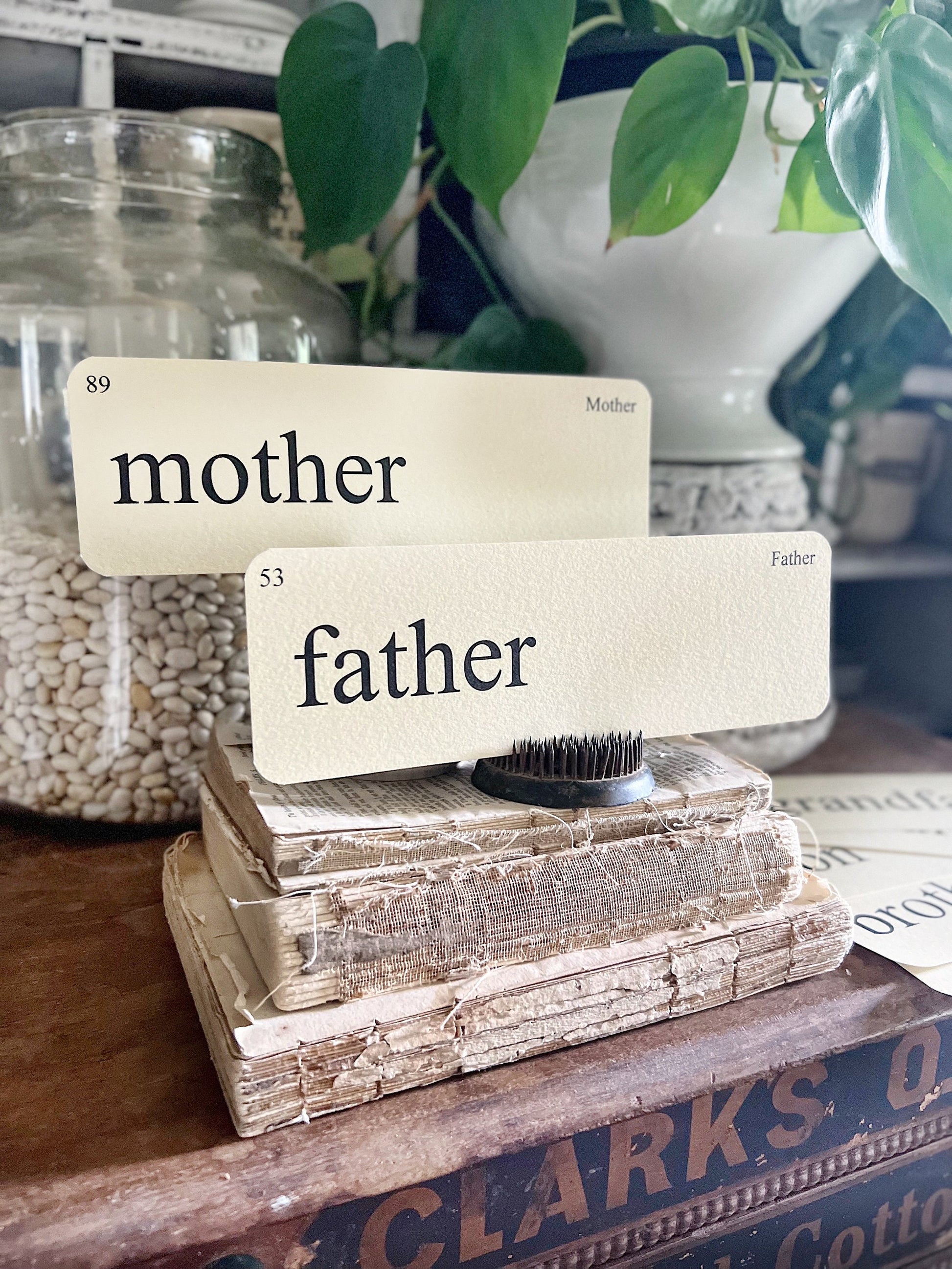 FAMILY Flash Cards LARGE Vintage Inspired Word Flashcard SET Of 8 Farmhouse Spring Decor Party Favor Banner