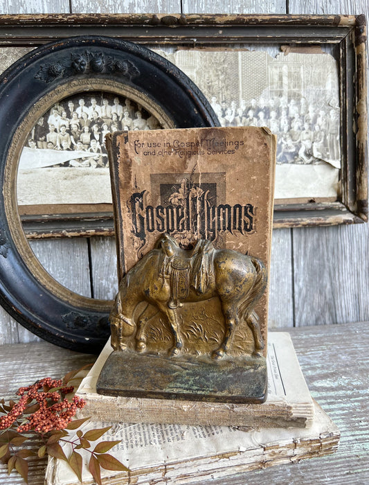 Vintage Bookend Cast Iron Metal HORSE Book End WESTERN Farmhouse Decor