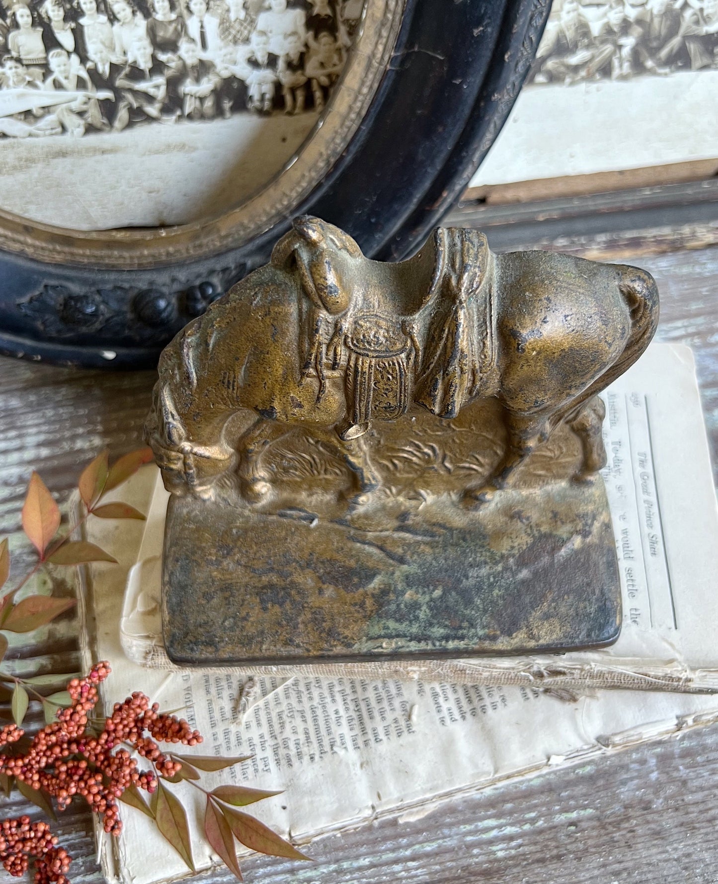 Vintage Bookend Cast Iron Metal HORSE Book End WESTERN Farmhouse Decor