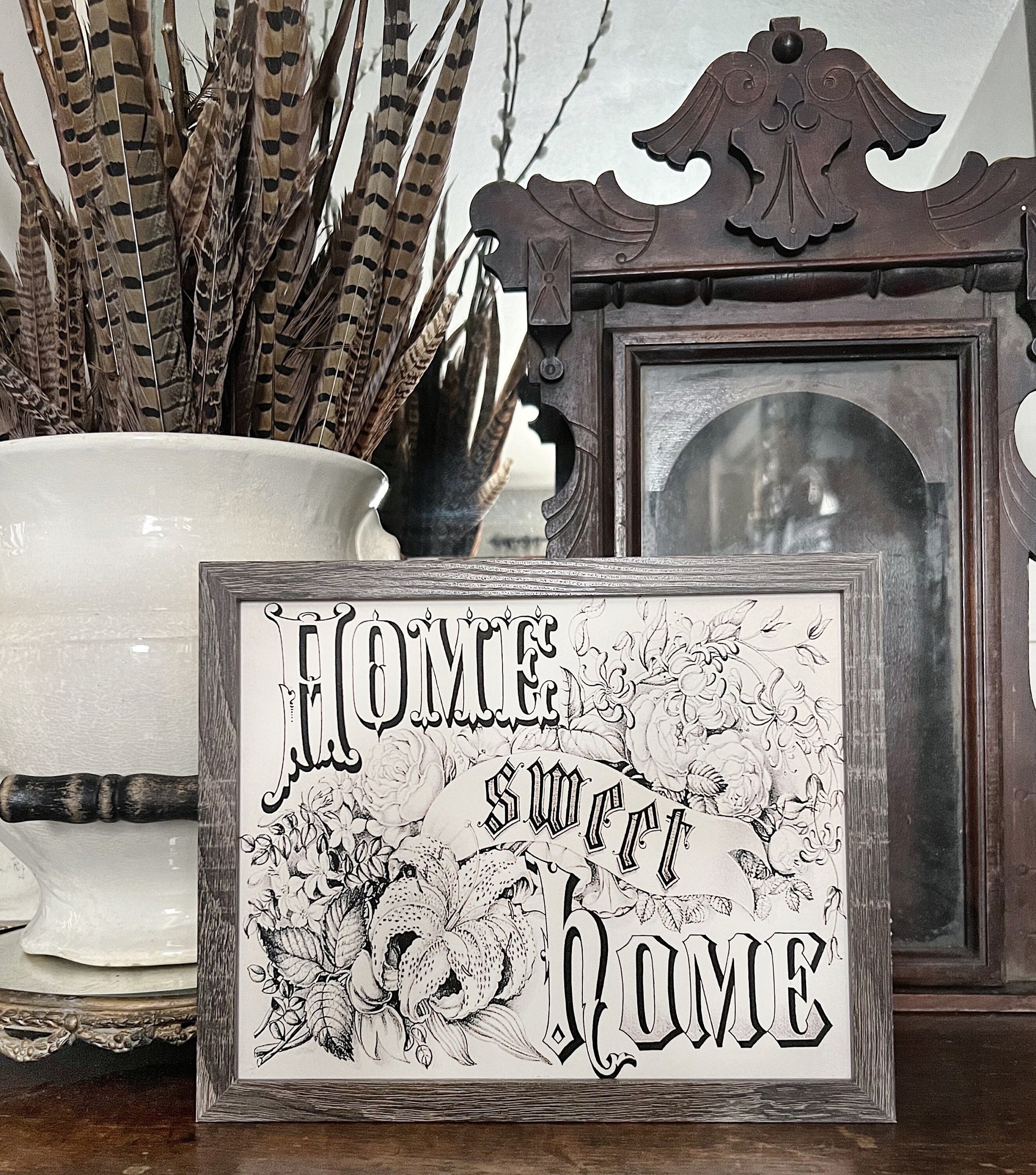 HOME SWEET HOME Wood Frame Sign Farmhouse Primitive Decor