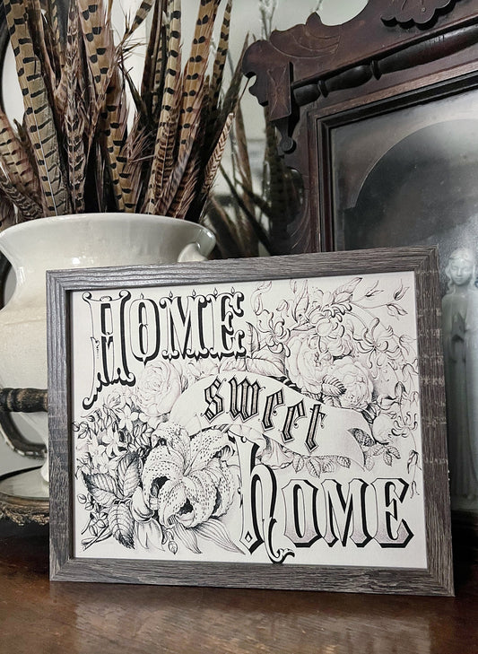 HOME SWEET HOME Wood Frame Sign Farmhouse Primitive Decor