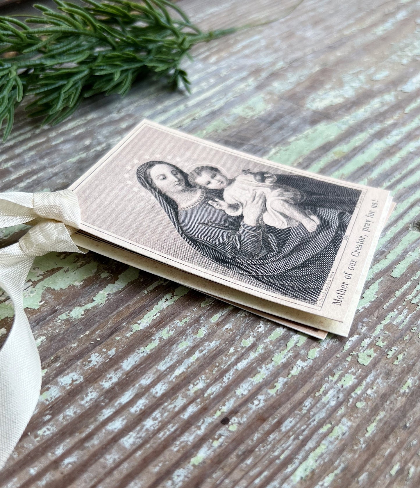 Gift Tags Mother Of Our Creator PRAY FOR US Jesus Farmhouse Decor French Prayer Card Religious Christmas Christian Catholic