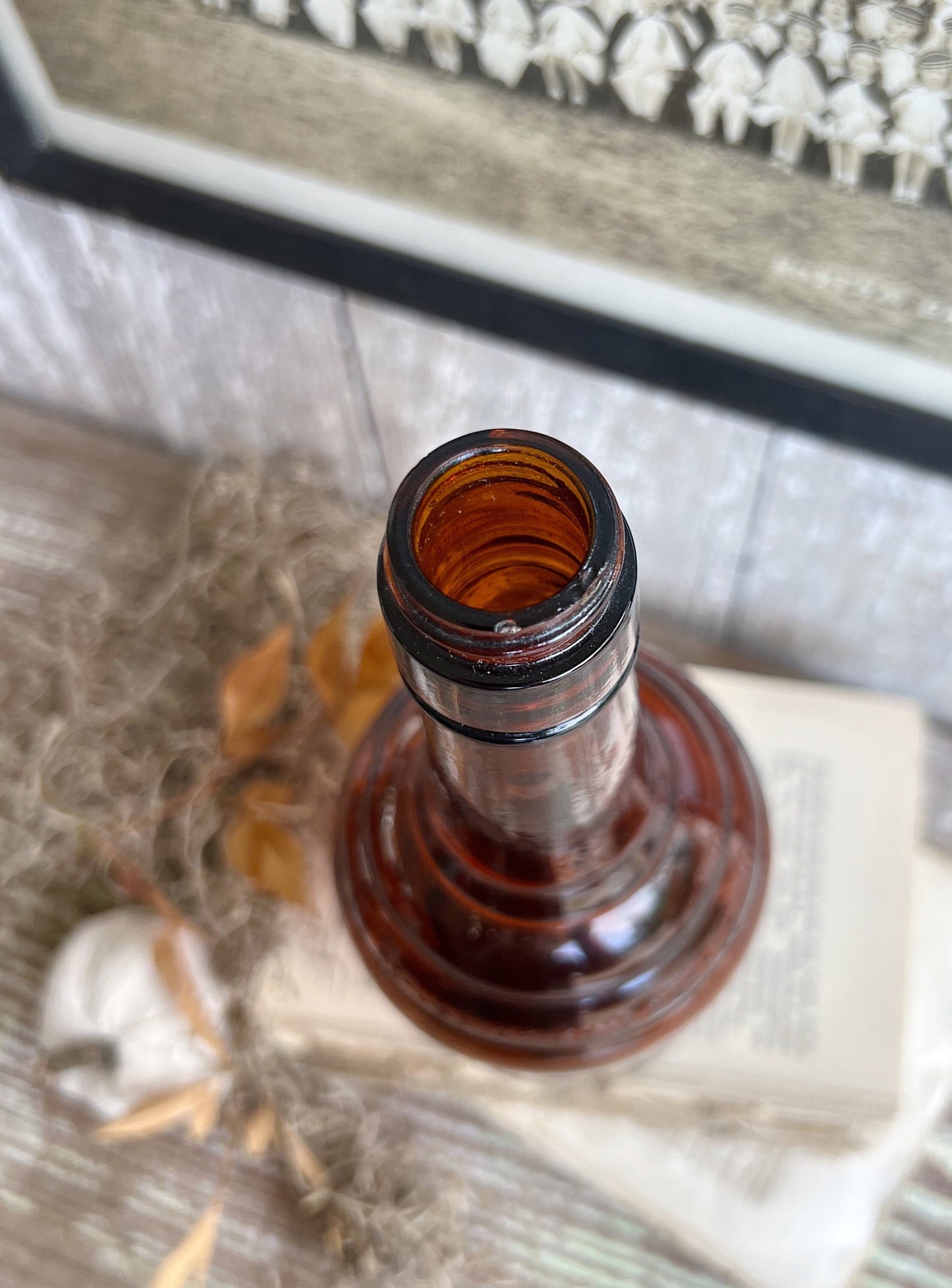 Antique Amber Glass Bottle Squared Brown Glass Apothecary Pharmacy Fall Farmhouse Decor Industrial Decor Salvage