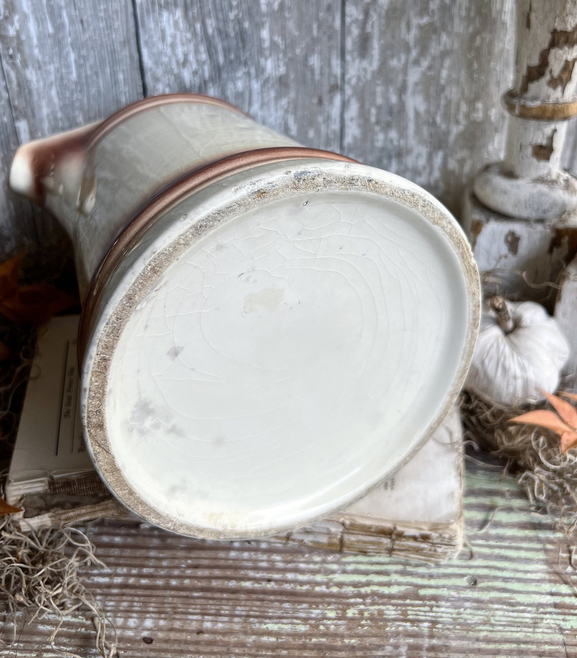 Vintage White Ironstone Pitcher Ironstone Pitcher Milk Jug Farmhouse Decor BROWN