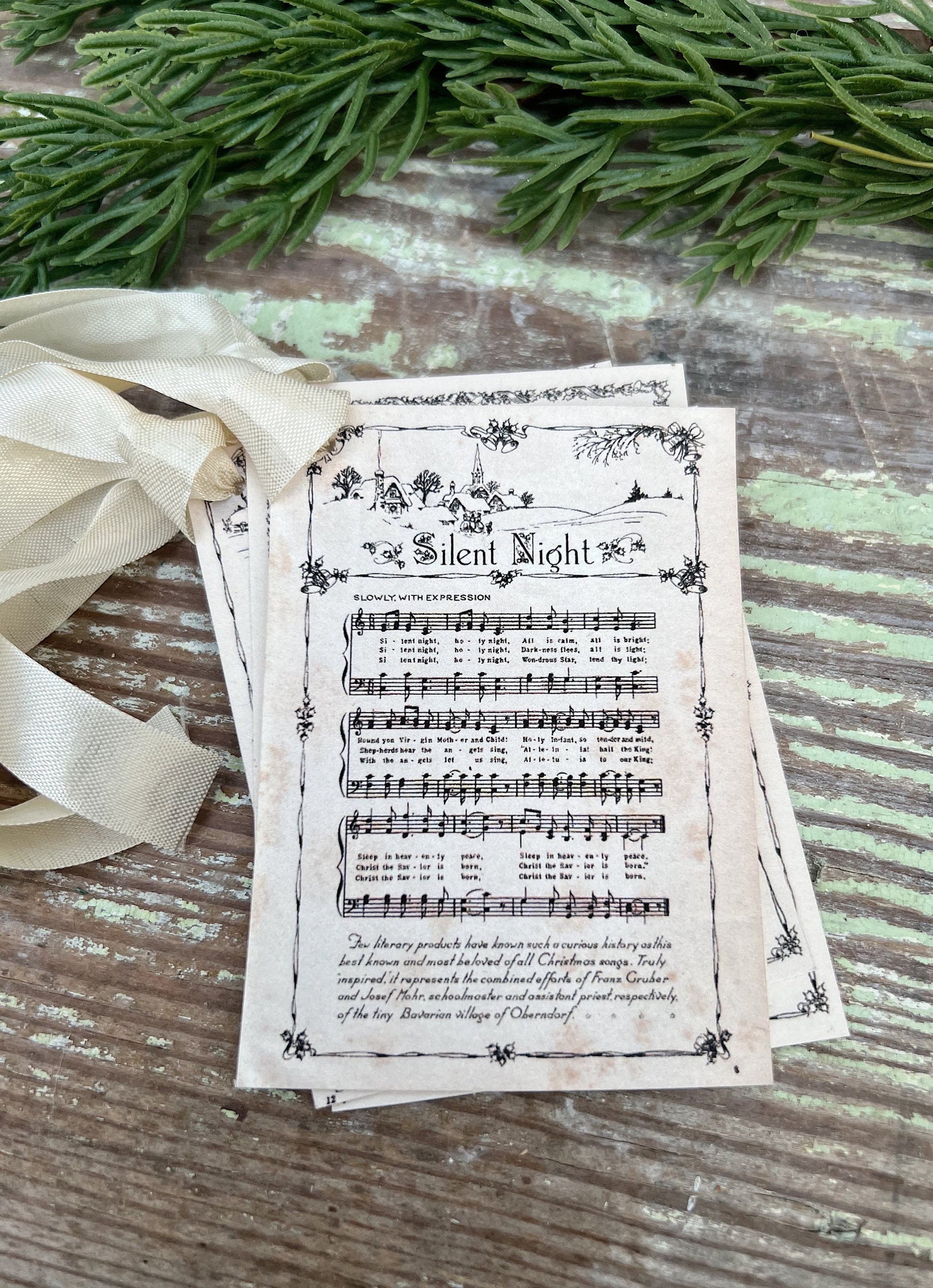 Christmas Carol Vintage Sheet Music Gift Tags Hymn Farmhouse Primitive Decor Gift Wrap