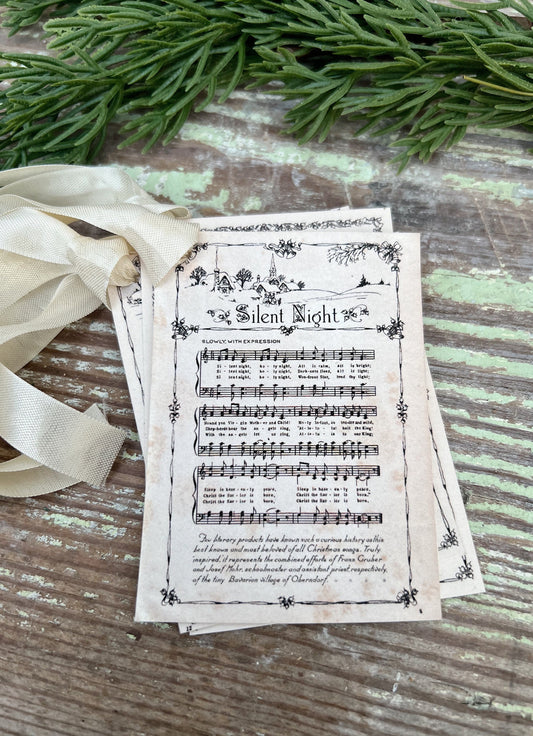 Christmas Carol Vintage Sheet Music Gift Tags Hymn Farmhouse Primitive Decor Gift Wrap