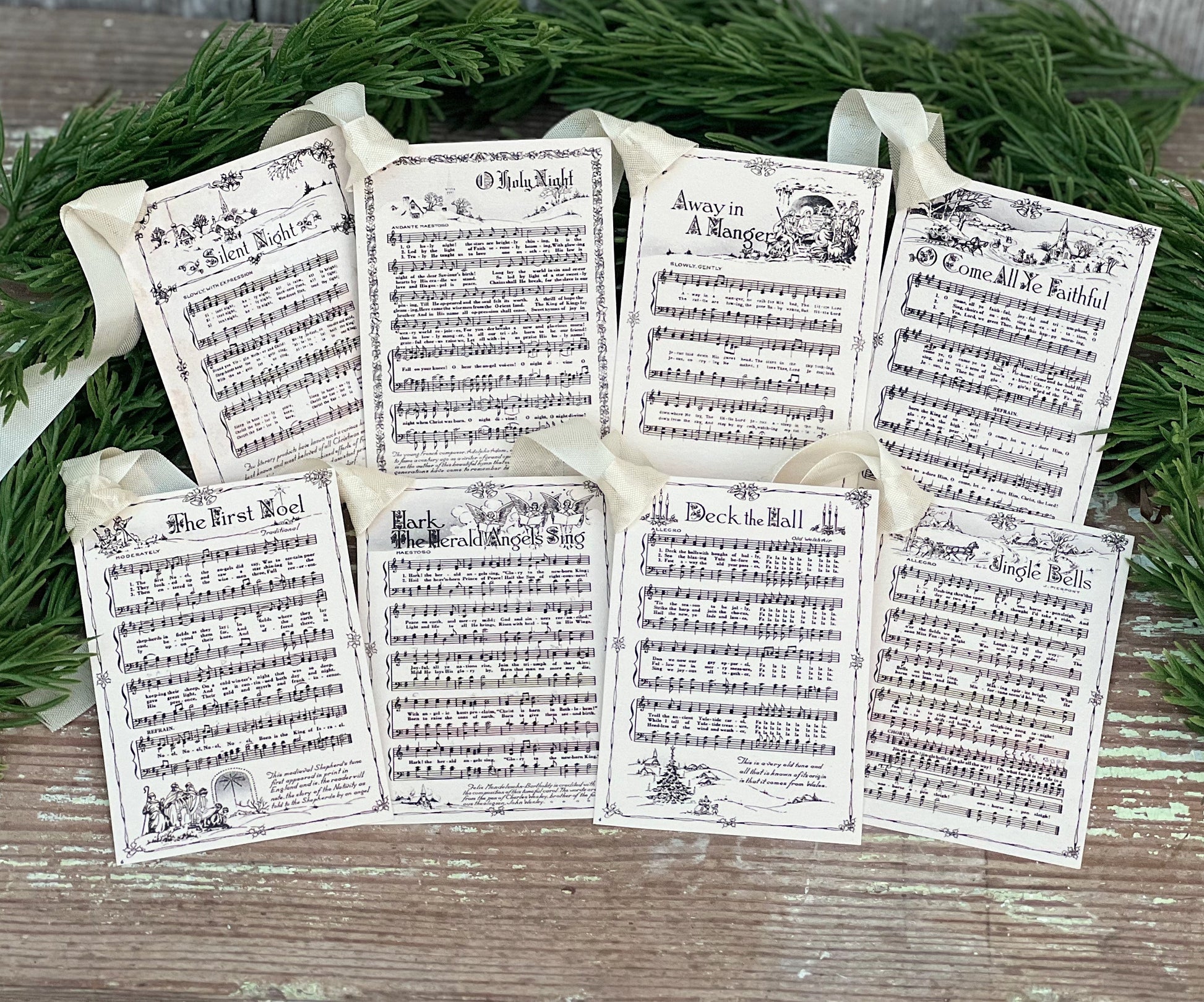 Christmas Carol Vintage Sheet Music Gift Tags Hymn Farmhouse Primitive Decor Gift Wrap