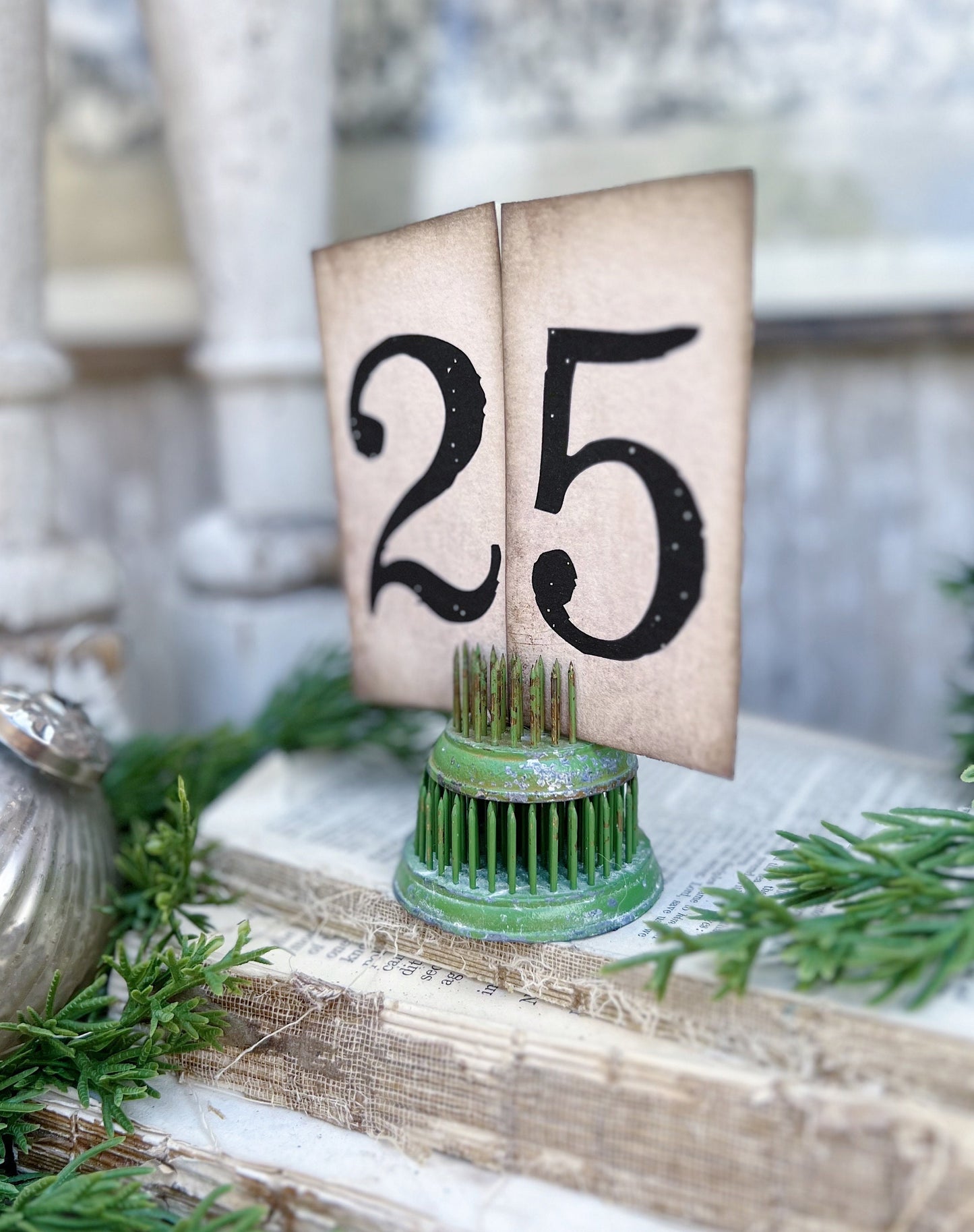 CHRISTMAS Number 25 Card Set Farmhouse Decor Church Board Hymn