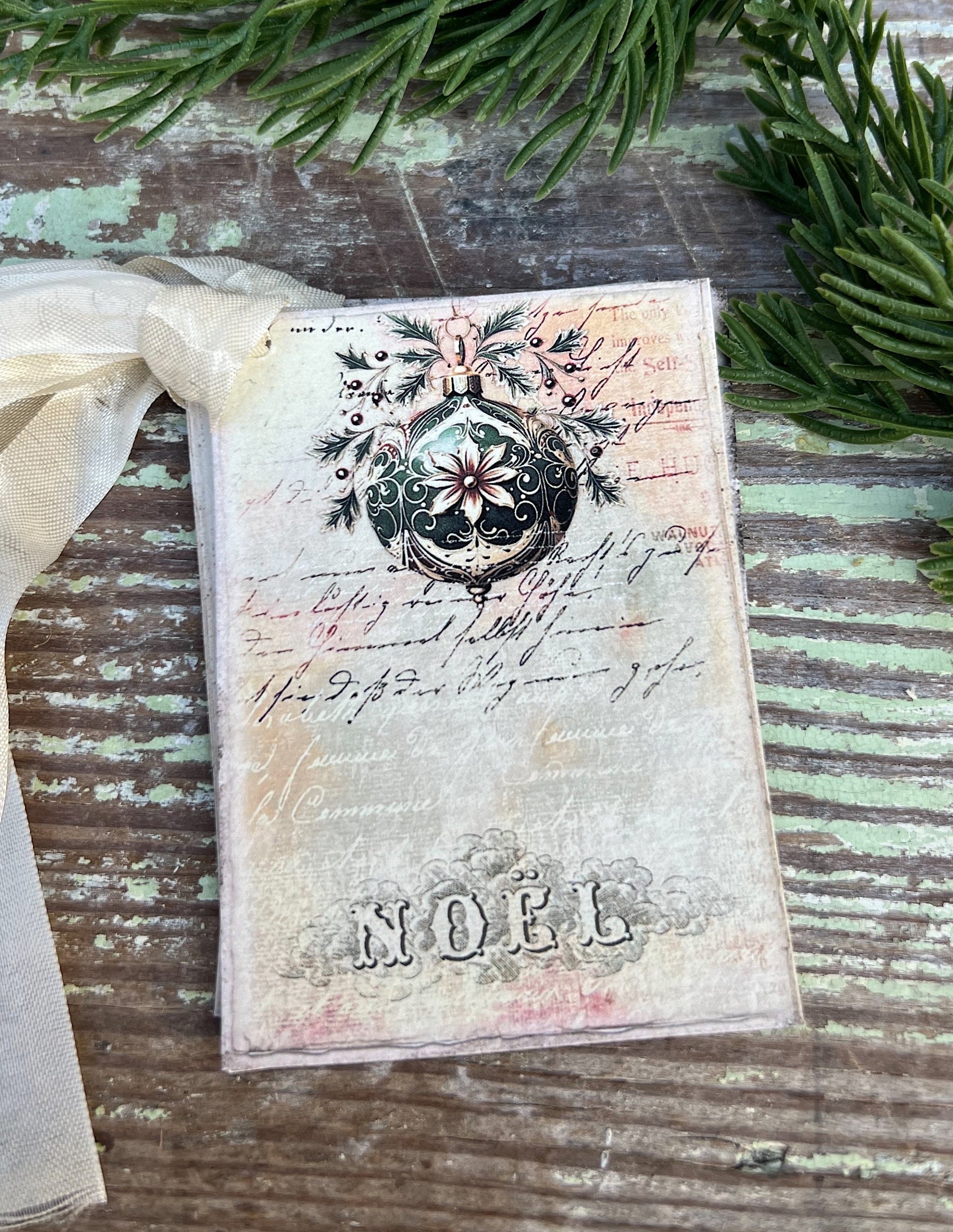 Christmas Vintage Gift Tags NOEL ORNAMENT Farmhouse Christmas Decor Card French Shabby Gift Wrap