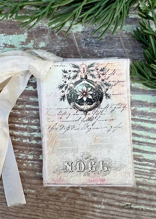 Christmas Vintage Gift Tags NOEL ORNAMENT Farmhouse Christmas Decor Card French Shabby Gift Wrap