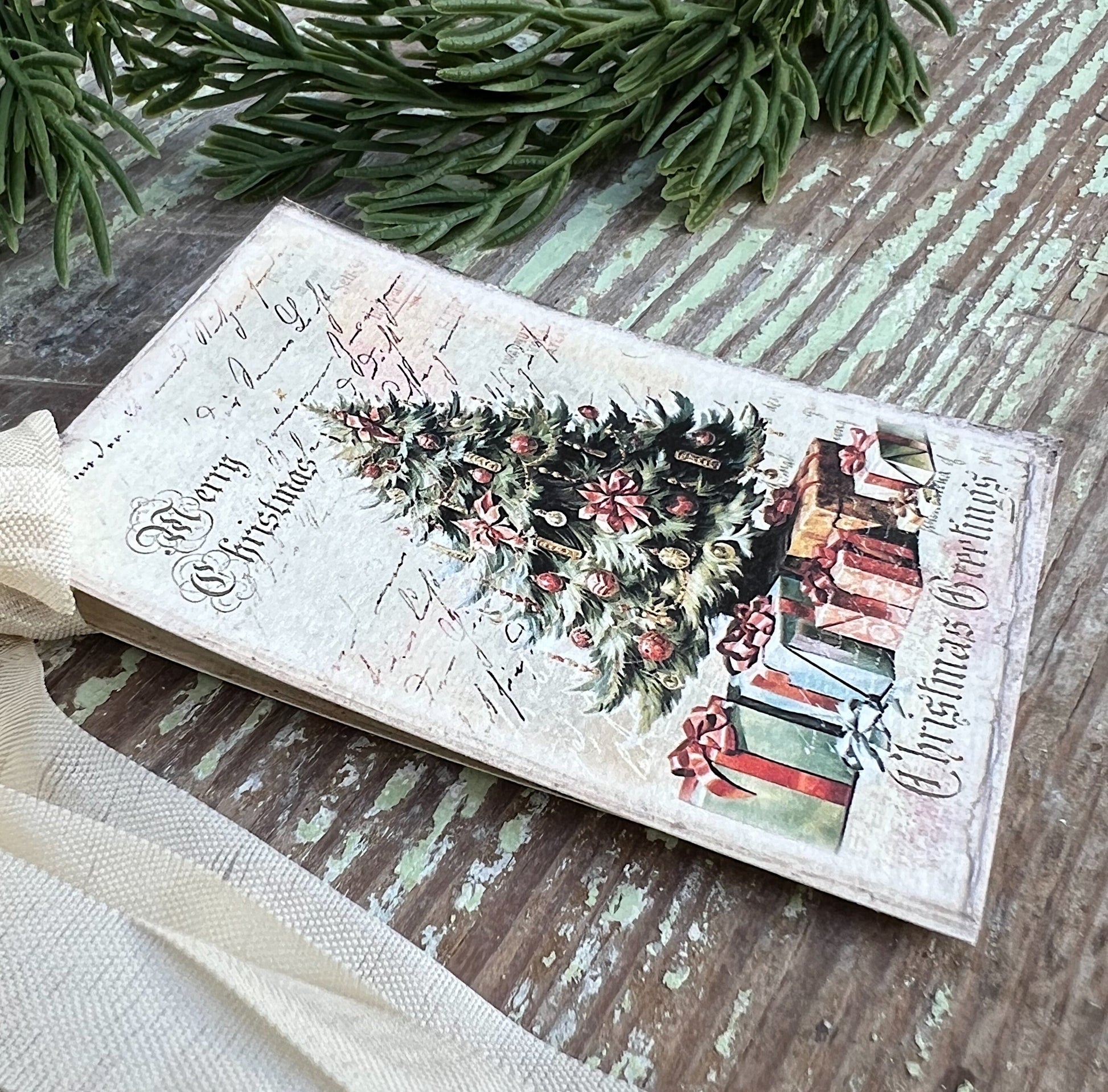 Christmas Vintage Gift Tags TREE CHRISTMAS GREETINGS Farmhouse Christmas Decor Card French Shabby Gift Wrap