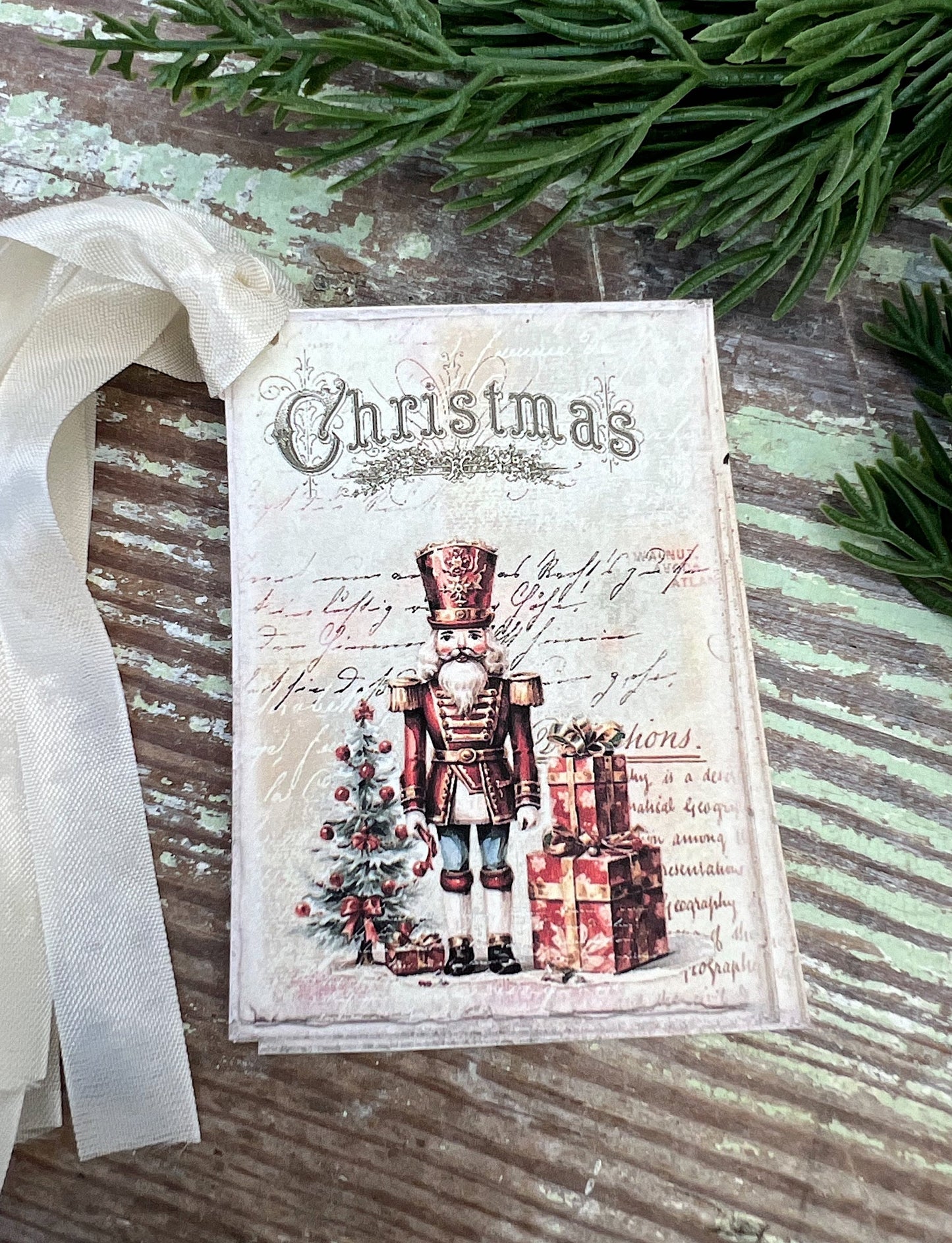 Christmas Vintage Gift Tags NUTCRACKER SOILDER Farmhouse Christmas Decor Card French Shabby Gift Wrap