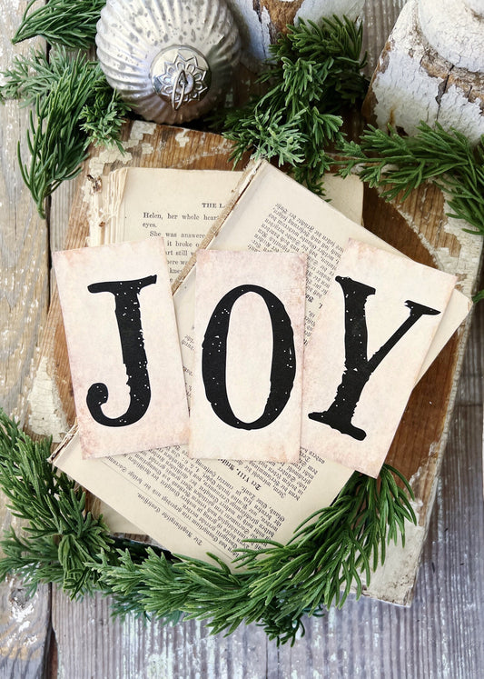 Christmas JOY Card Set Farmhouse Decor Church Board Hymn