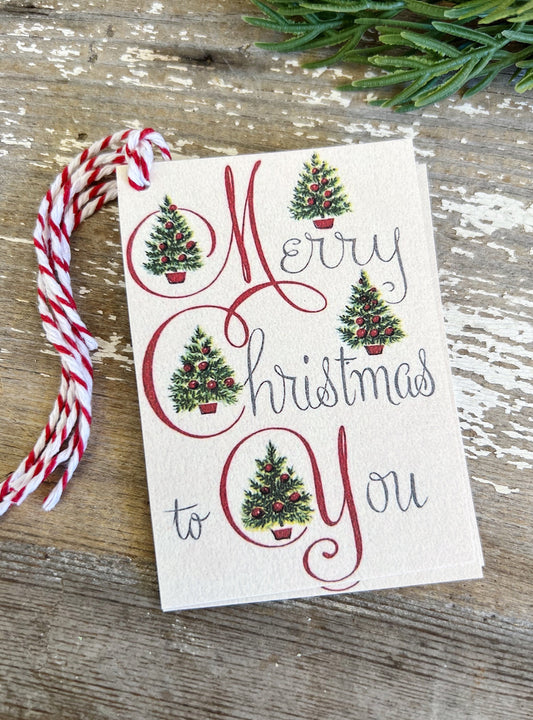 Merry Christmas Gift Tags Vintage Retro Farmhouse Decor Gift Wrap Primitive Christmas Favor