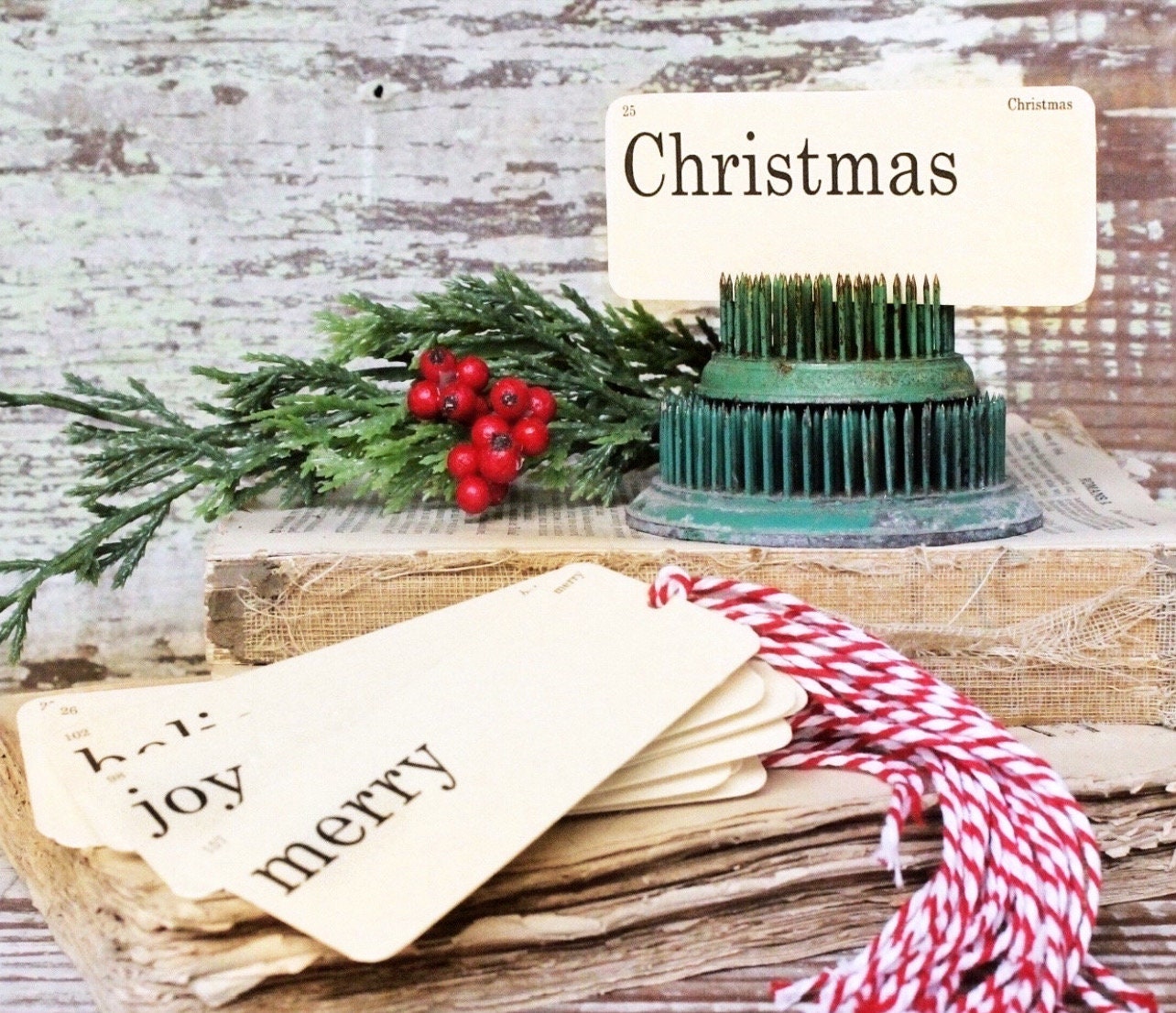 CHRISTMAS Flash Cards Gift Tags Set Of 10 Vintage Flashcard Farmhouse Decor Primitive Christmas LIMITED ADDITION