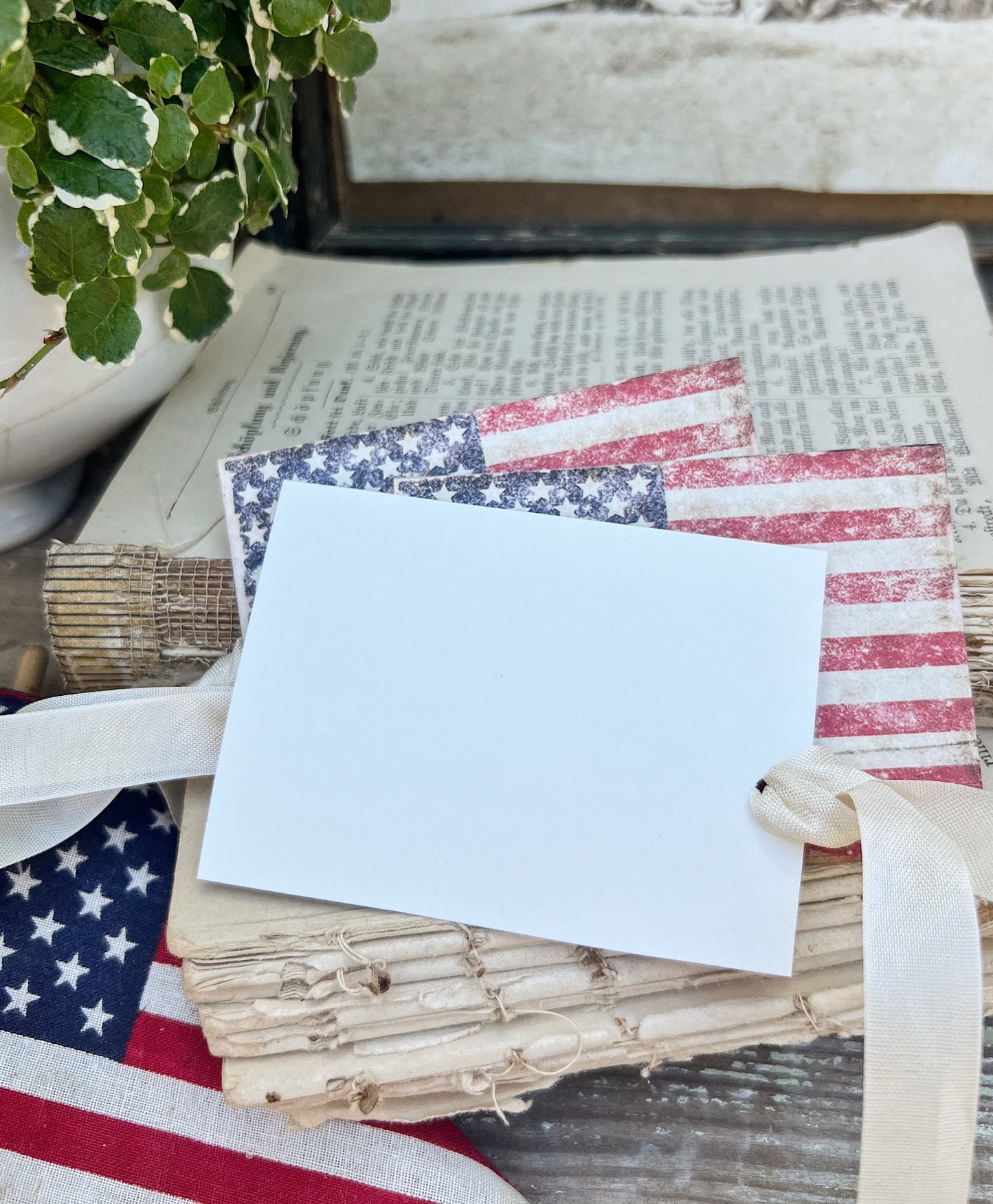USA FLAG PATRIOTIC Vintage Gift Tags Americana Farmhouse Decor Card Set of 8 Fourth July