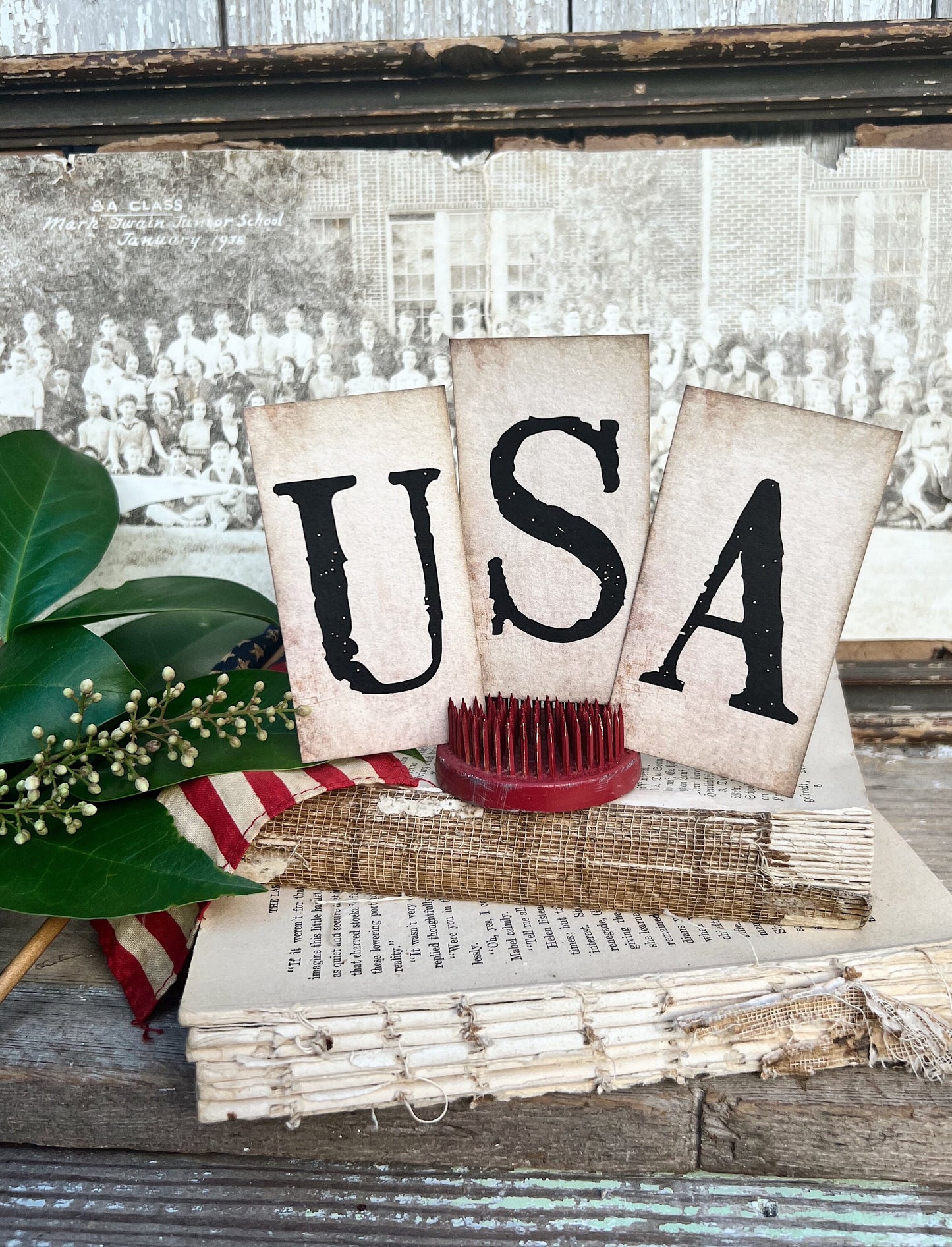 Patriotic USA Card Set Farmhouse Decor Church Board Hymn AMERICANA Decor Fourth July