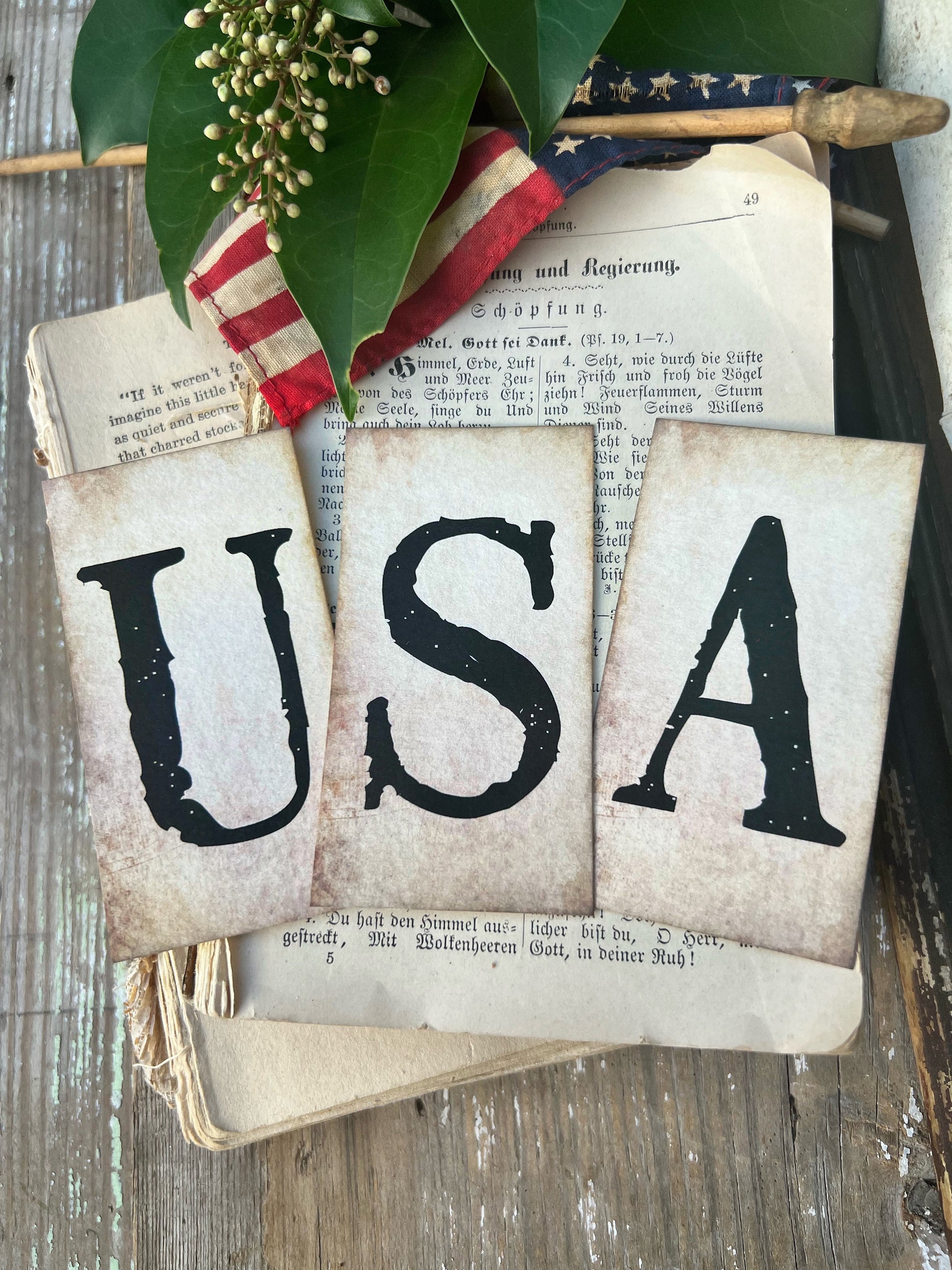 Patriotic USA Card Set Farmhouse Decor Church Board Hymn AMERICANA Decor Fourth July