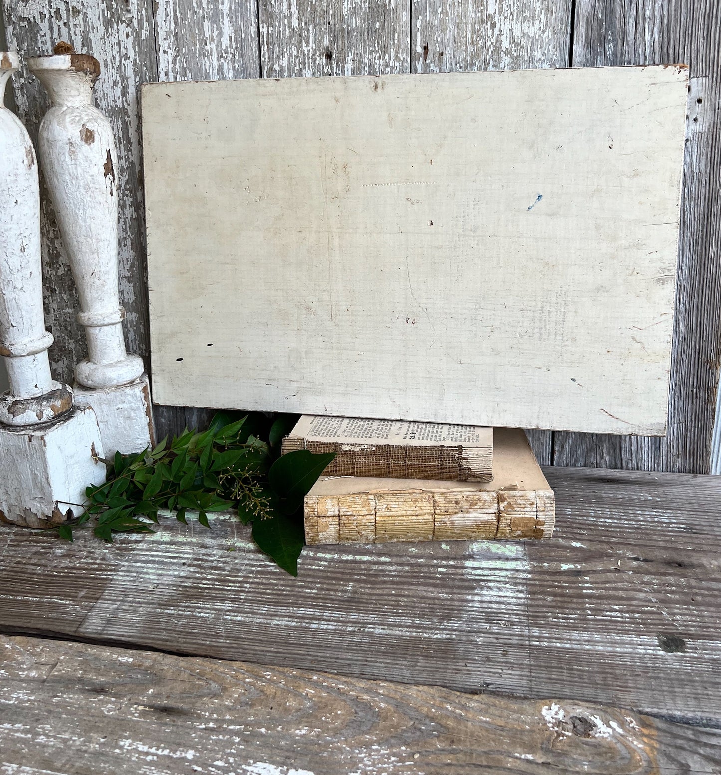 Authentic Vintage Wood Real Estate Advertising SIGN Original Hand Painted White Black Grey Farmhouse Antique Industrial Salvage Decor