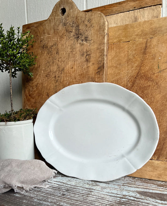 Antique White Ironstone Platter Chunky Thick Crazed Dish Farmhouse Decor MEAKIN HANLEY