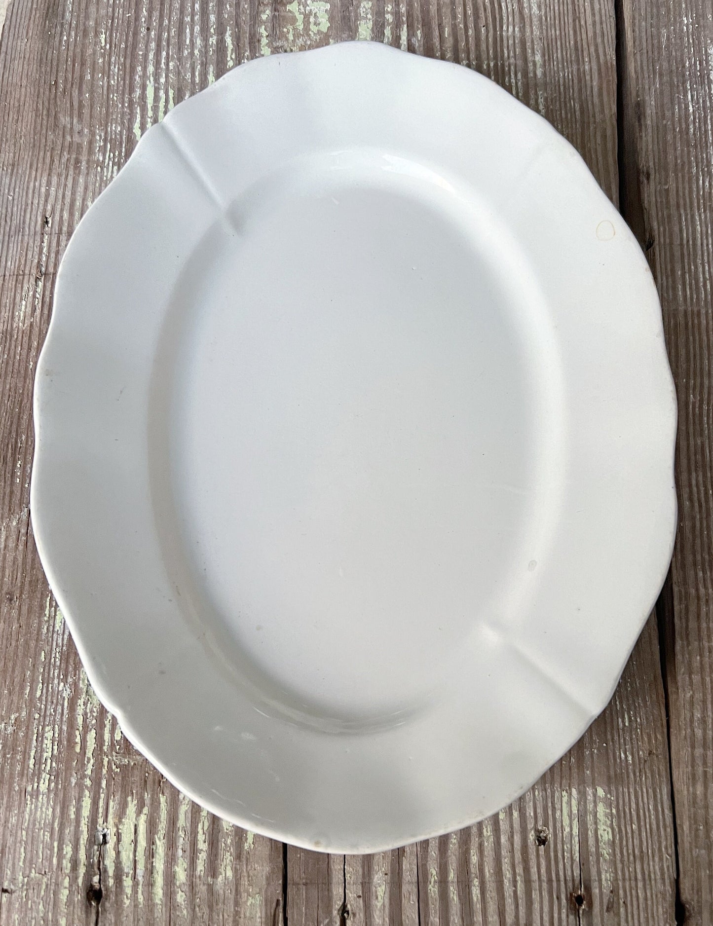 Antique White Ironstone Platter Chunky Thick Crazed Dish Farmhouse Decor MEAKIN HANLEY