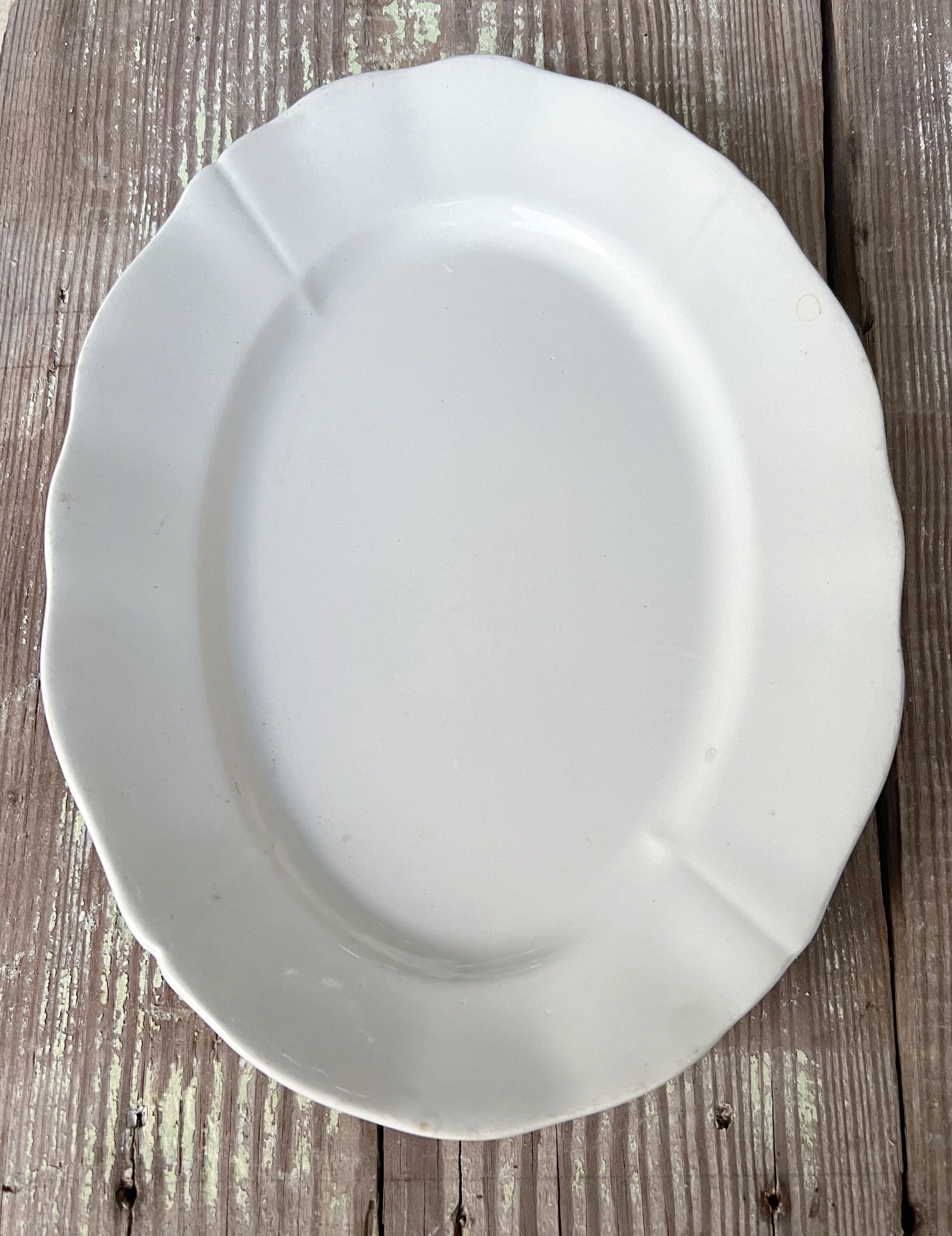 Antique White Ironstone Platter Chunky Thick Crazed Dish Farmhouse Decor MEAKIN HANLEY