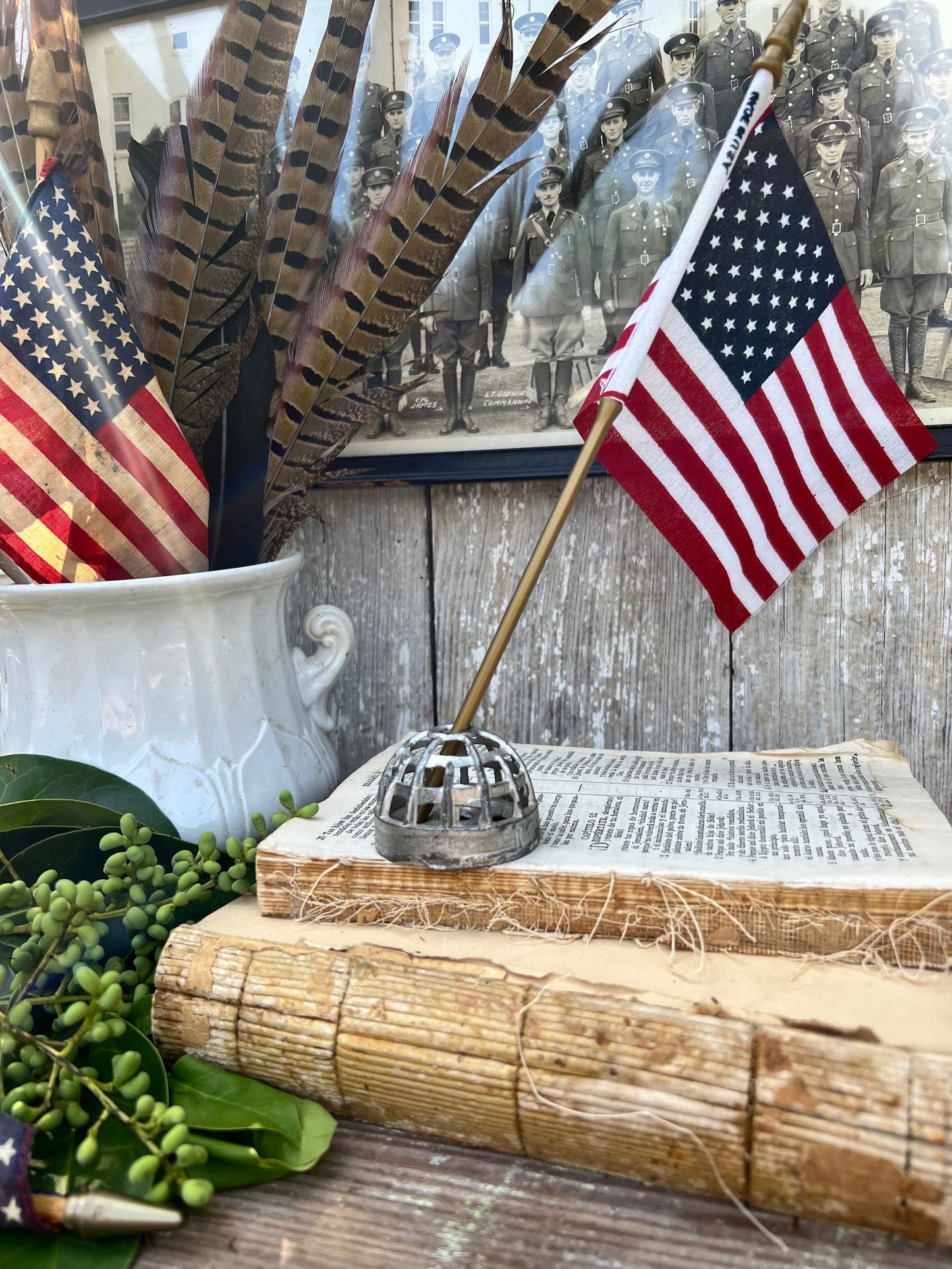 Vintage Metal Floral Frog Cage SILVER DOME Industrial Salvage Display Farmhouse Americana Decor