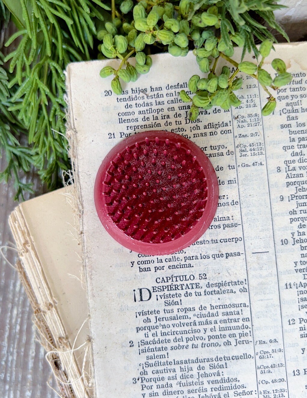 Vintage RED Metal Floral Frog ROUND Antique Flower Garden Display Farmhouse Decor Style Industrial Salvage Americana CHRISTMAS