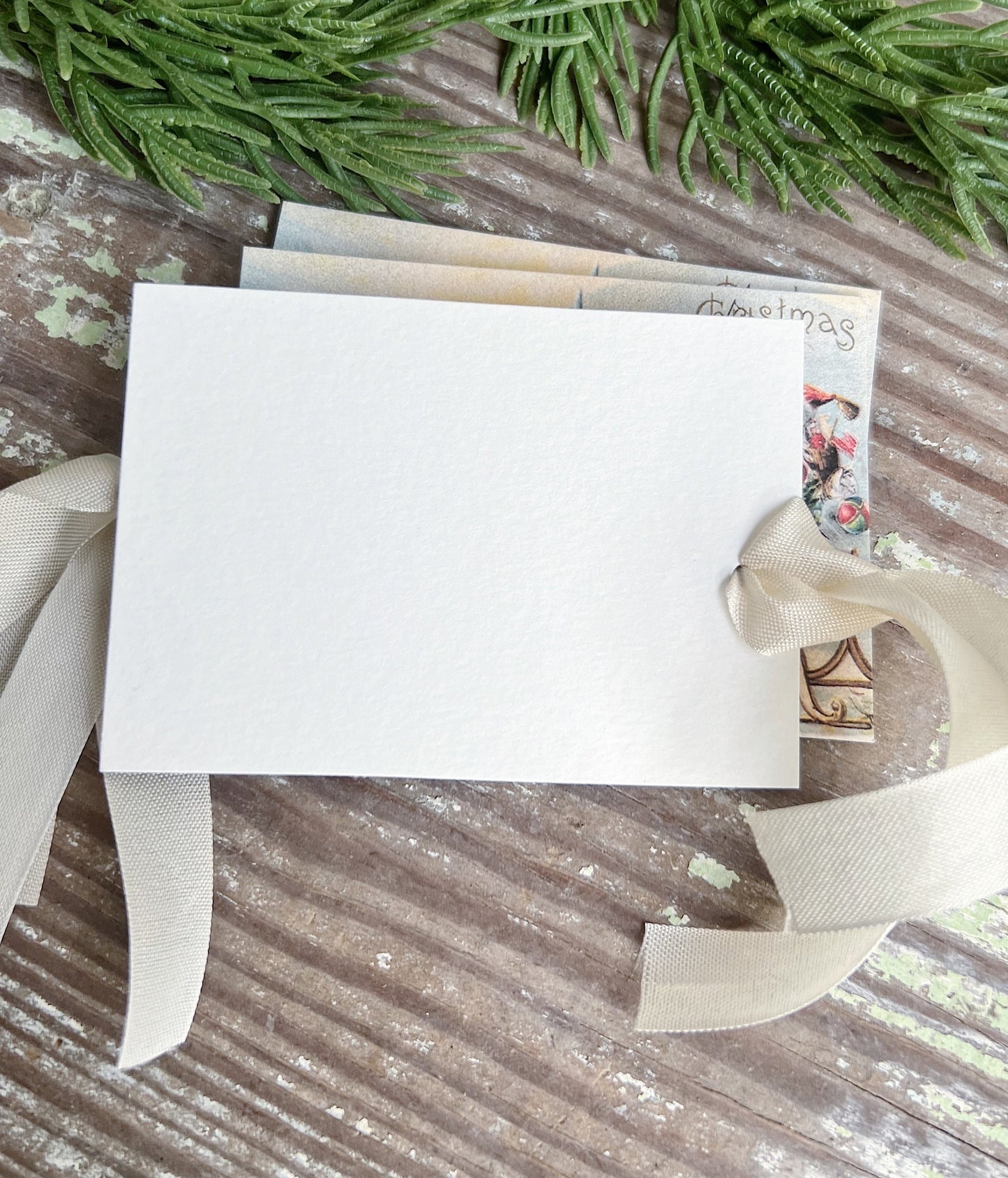 MERRY CHRISTMAS SANTA Sleigh Christmas Gift Tags Vintage Farmhouse Decor Card French Shabby Gift Wrap